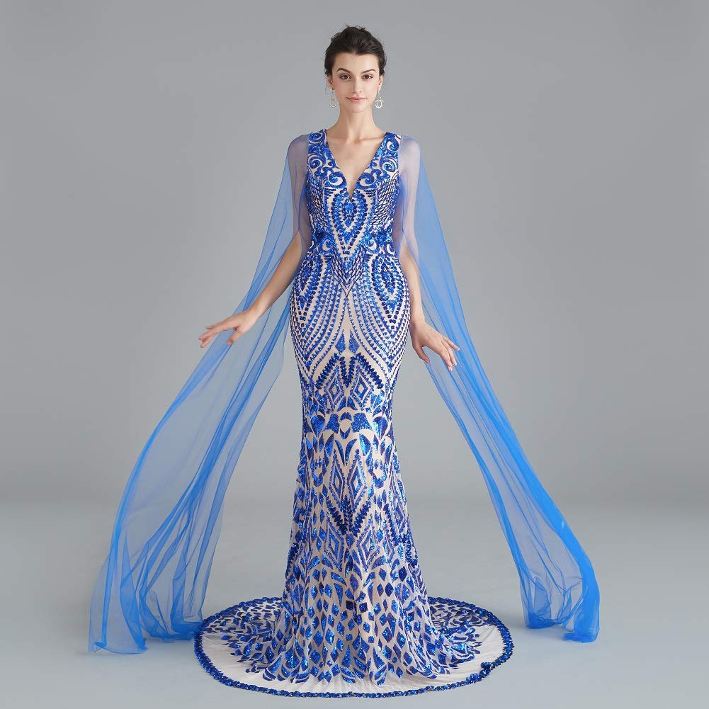 Engerla Sequin Prom Dress - Silver Mermaid Evening Gown with V-Neck for Bridal Party, Homecoming, Pageant & Formal Events