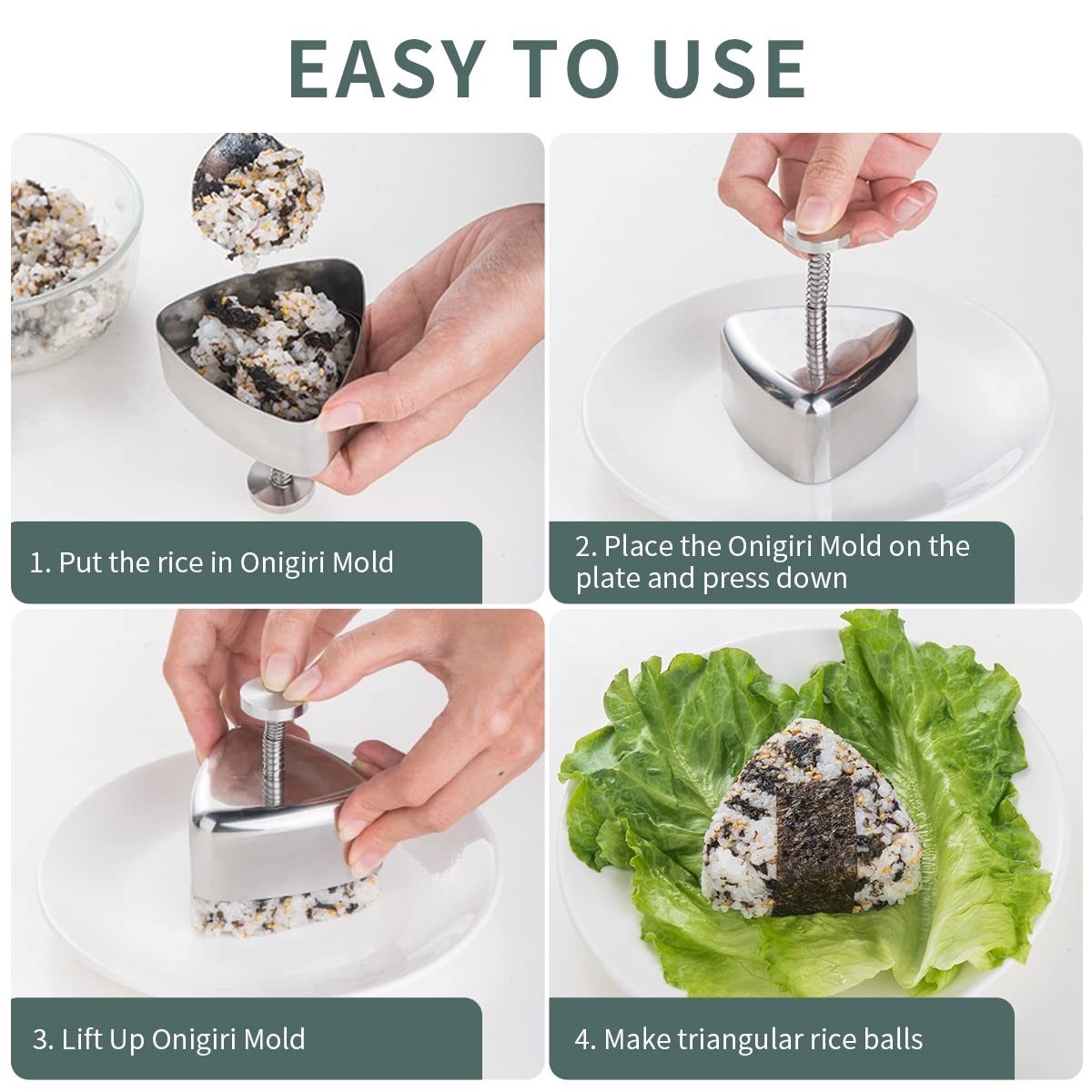 Premium Stainless Steel Onigiri Mold - Triangle Rice Ball Sushi Maker for Bento, Spam Musubi & DIY | Perfect for Kids Lunch Boxes, Home Cooking & Japanese Cuisine Lovers