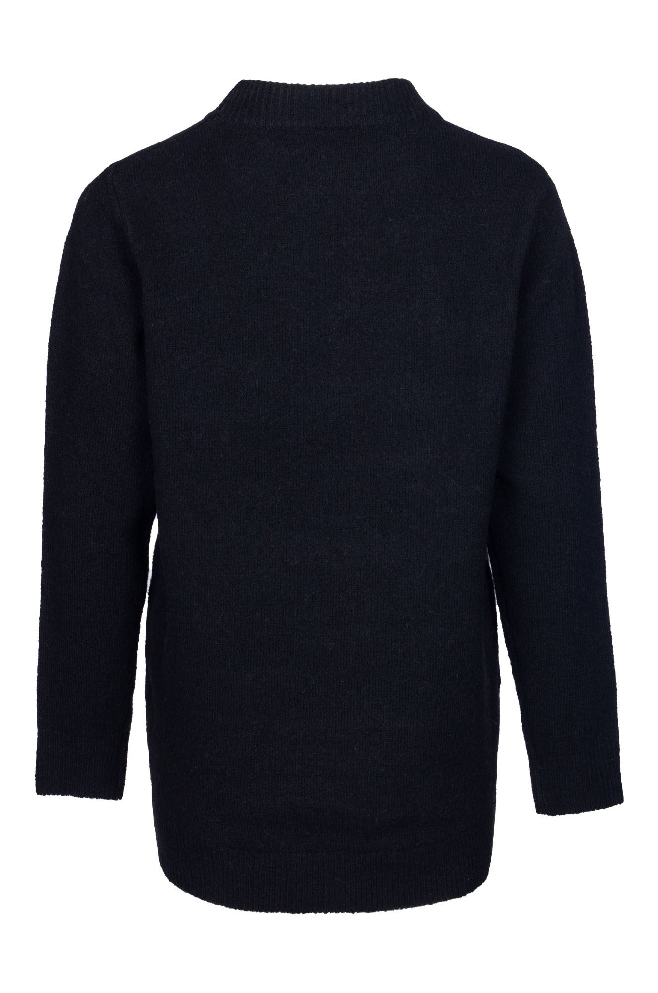 Women's Black Knit Tunic Top - Soft Stretch Casual Long Shirt Blouse for Work, Office & Everyday Wear | 6870B1