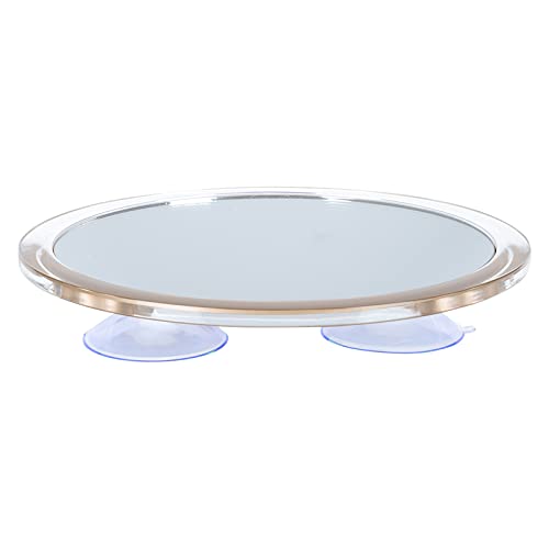 FOMIYES LED Wall Mounted Makeup Mirror with Suction Cup, 5X Magnification, Circle Vanity Mirror for Bathroom & Bedroom - Perfect for Makeup Application, Shaving, and Home Decor