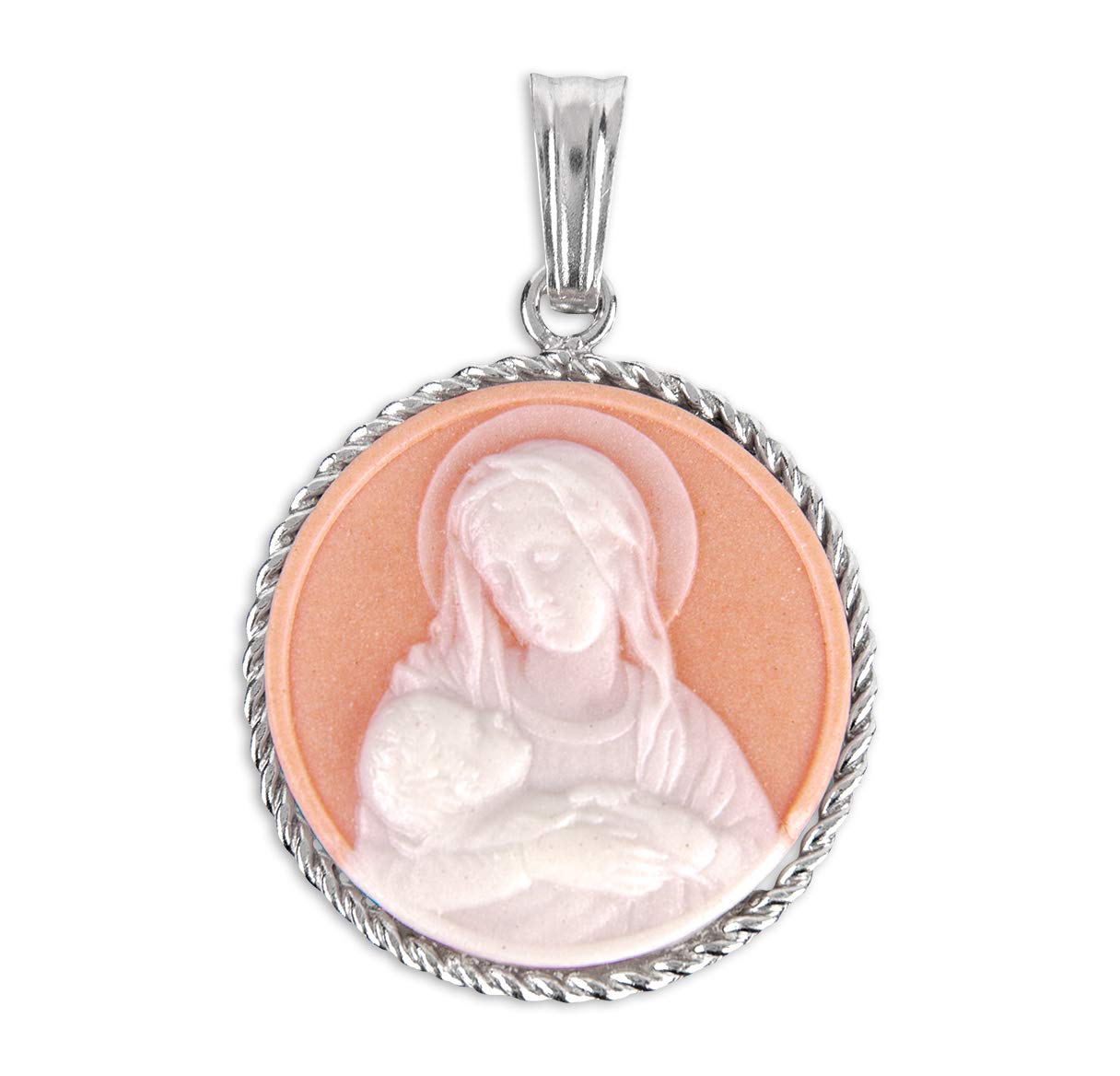 Rose Madonna and Child Cameo Medal - Vintage Religious Jewelry for Women - Perfect for Gifts, Collecting & Faith-Based Occasions