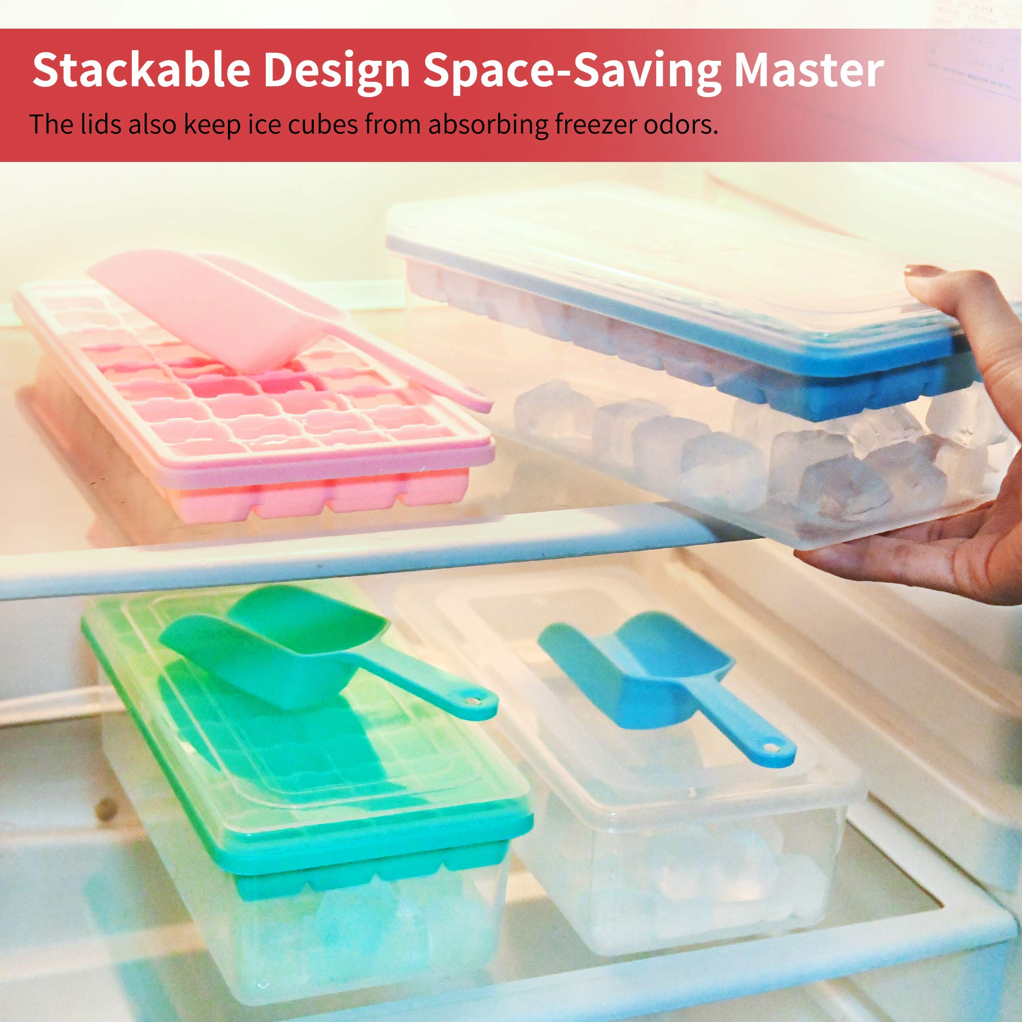 Premium Food-Grade Silicone Ice Cube Tray Set with Lid & Storage Bin - 2 Pack Small Nugget Ice Molds (72 Cubes) + Ice Bucket & Scoop - BPA-Free, Flexible & Easy Release for Cocktails, Smoothies & Beverages - Perfect for Home Bars, Parties & Kitchen Use