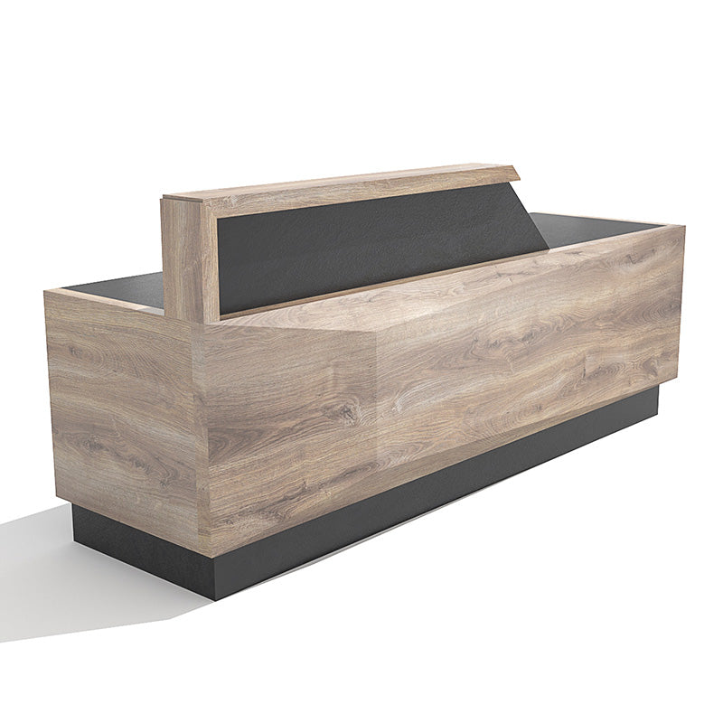 CONROY 2.4M Modern Reception Desk Right Panel in Warm Oak & Black Finish - Perfect for Office Lobby, Hotel Front Desk, and Corporate Waiting Areas