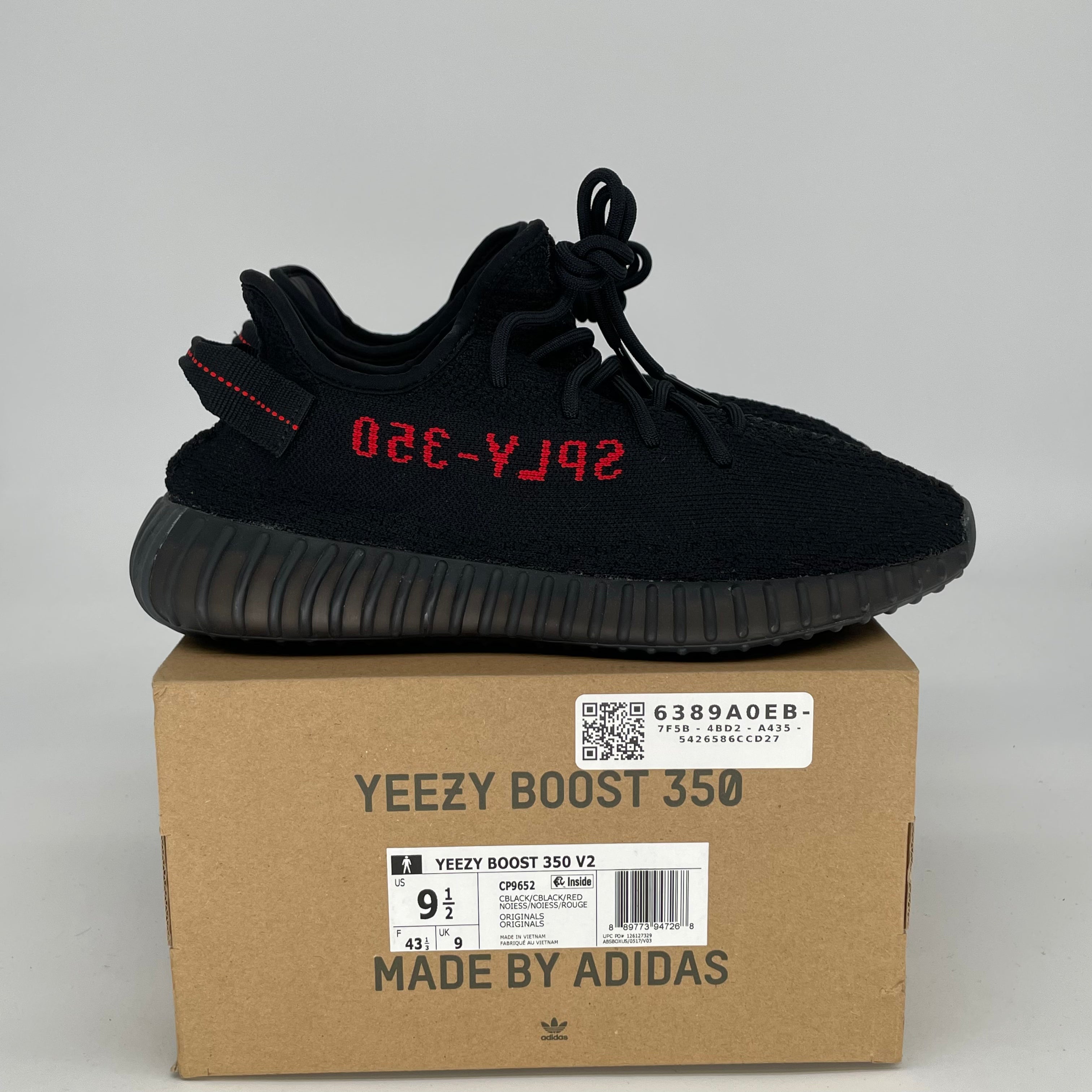 Adidas Yeezy Boost 350 V2 Black Red Sneakers - Men's Size 9.5 / Women's 11 - CP9652 - Perfect for Running, Gym & Streetwear Fashion