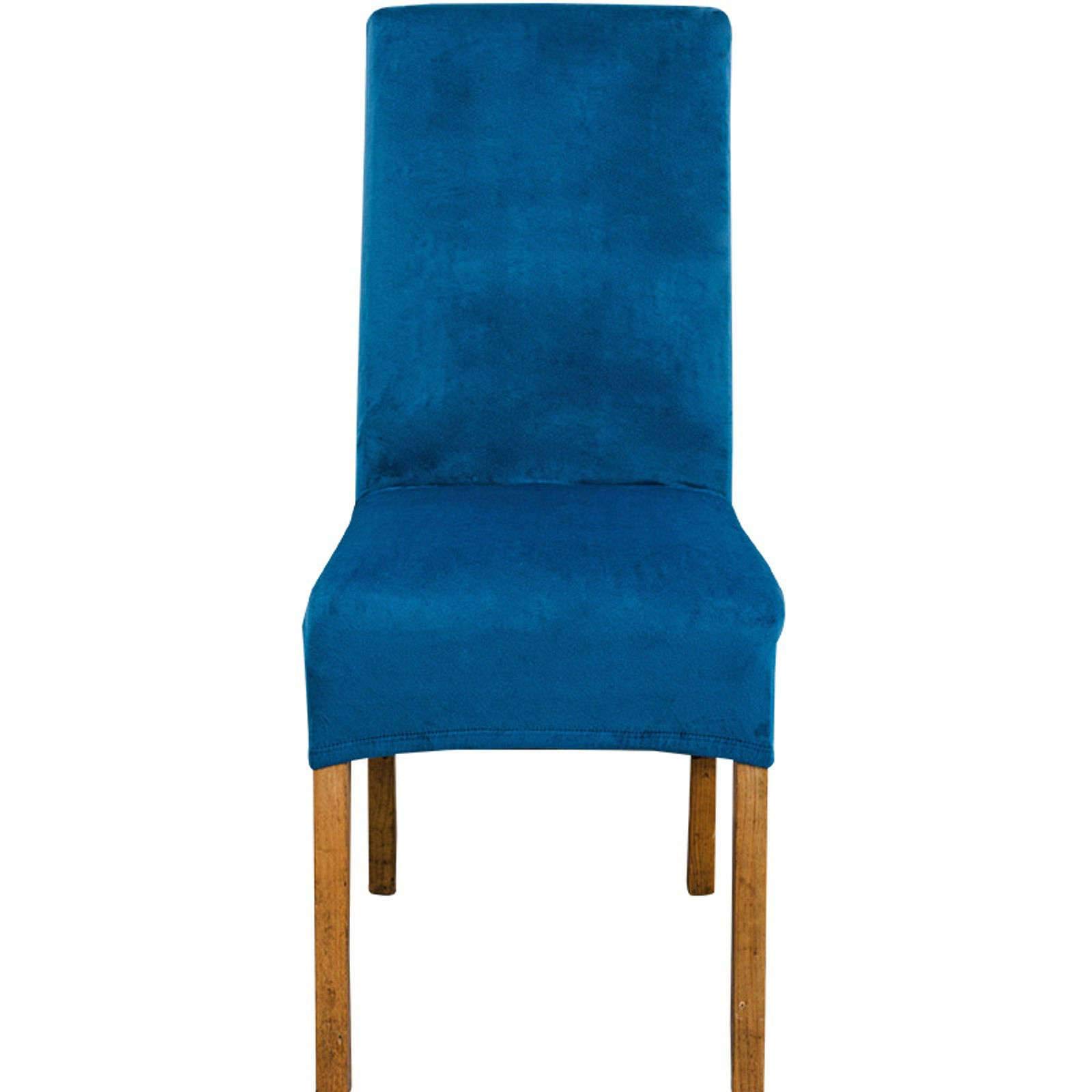JHLD Velvet Stretch Dining Chair Covers - Soft, Washable & Removable Chair Protectors for Home, Hotel, Wedding - Peacock Blue (Set of 4) | Elegant Seat Covers for Dining Room, Restaurant & Special Events
