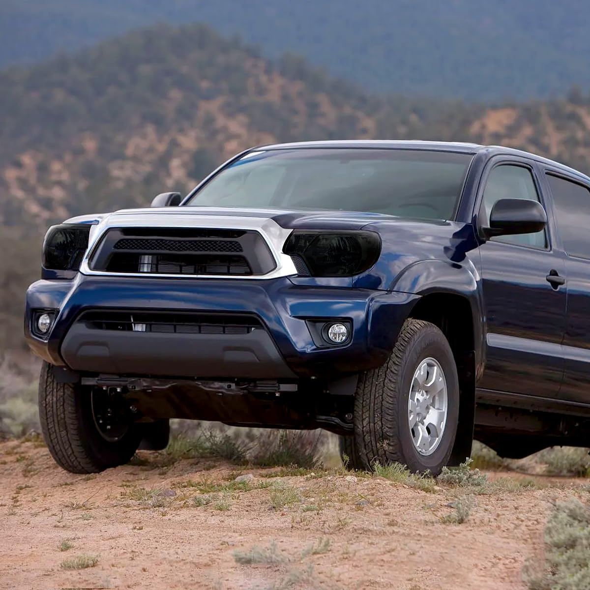 Smoke Tinted Replacement Headlights for 2012-2015 Toyota Tacoma - Pair of Black Lens Headlamps for Off-Road & Night Driving