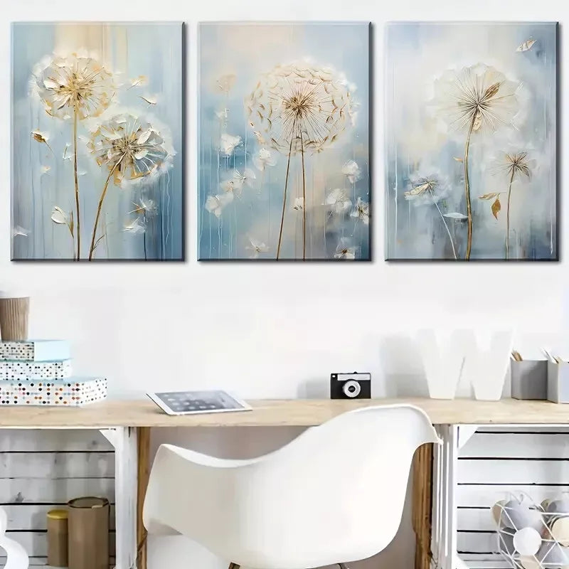 3-Piece Abstract Dandelion Wall Art Set - Framed Canvas Prints 40x60cm (16x24in) | High Quality Australian Made Home Decor | Perfect for Living Room, Bedroom & Office Decor