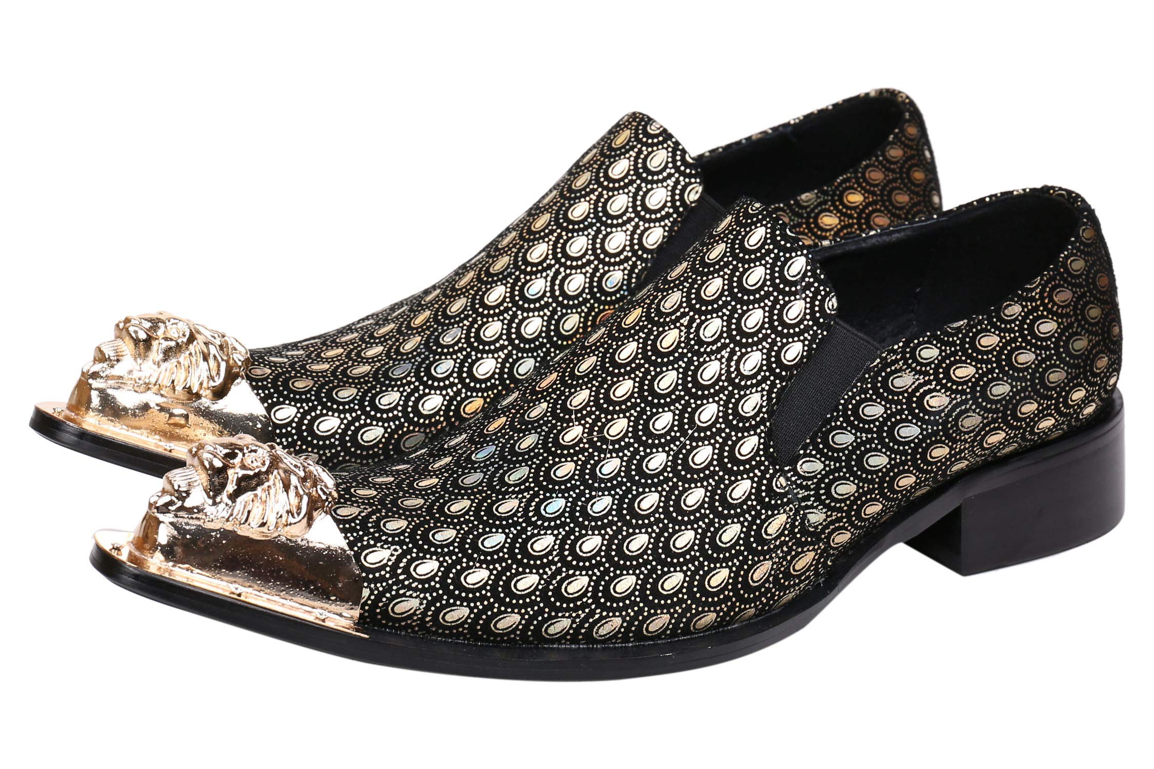 Santimon Men's Pointed Toe Loafers - Sparkling Leather Western Dress Shoes with Metal Tip | Comfortable & Stylish for Casual Wear, Office, Parties & Special Occasions