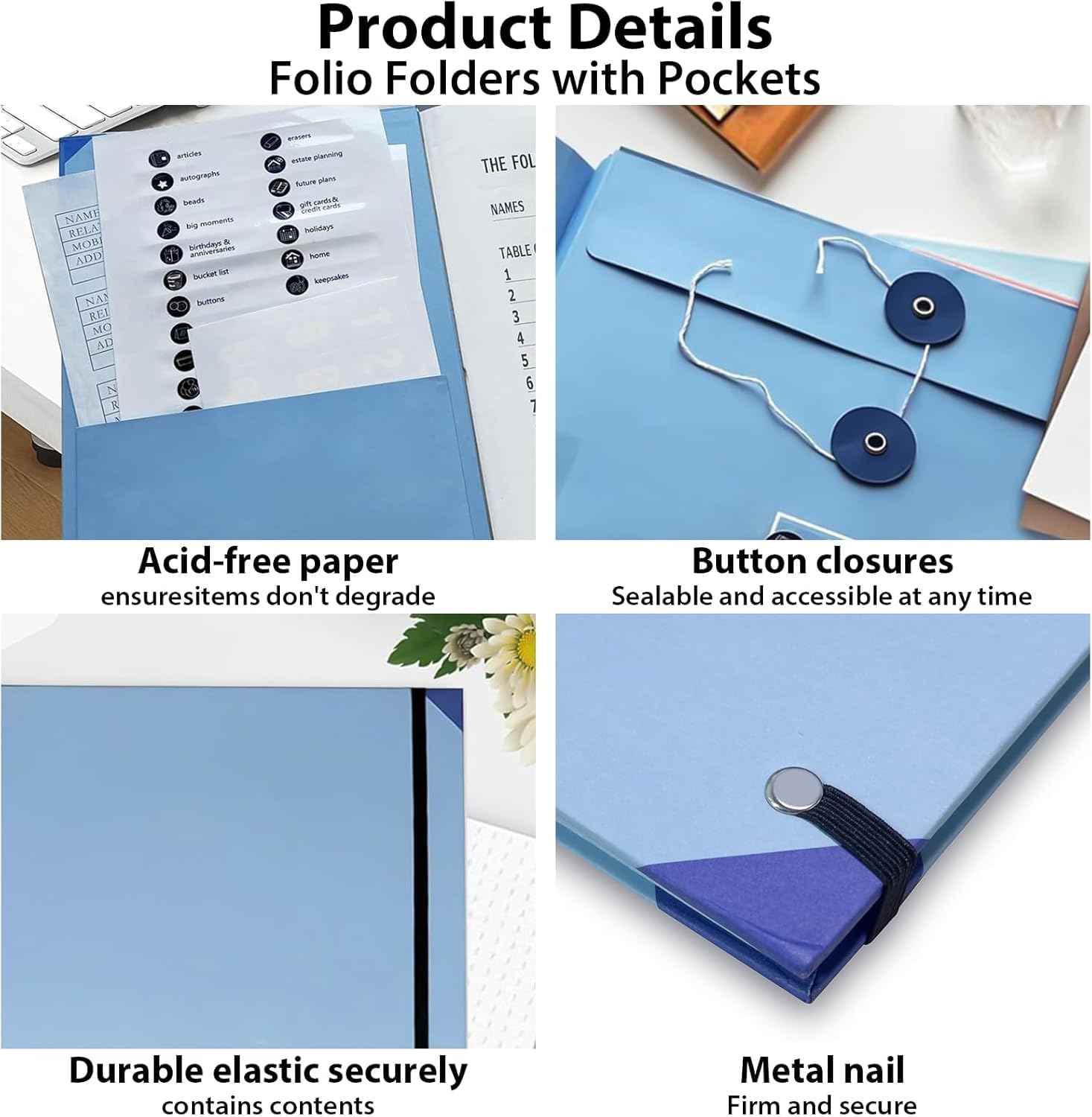 2024 New Document Organizer with Pockets - Estate Planning Binder, File Folder for Office & School Papers - Blue (Perfect for Important Documents, Emergency Preparedness & Daily Organization)