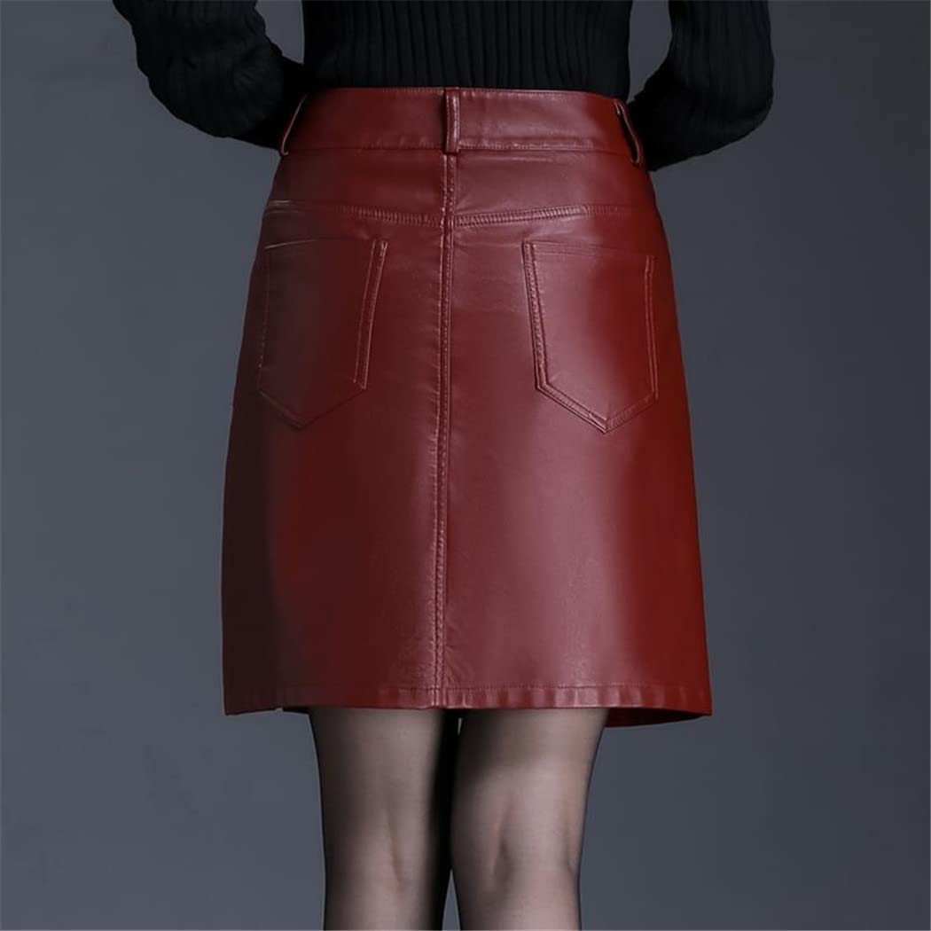 Women's Red PU Leather Mini Skirt - High Waist Bodycon Short Skirt for Office & Party | Elegant Sexy Pencil Skirt for Autumn Winter | Perfect for Work, Dating, Night Out & Special Occasions