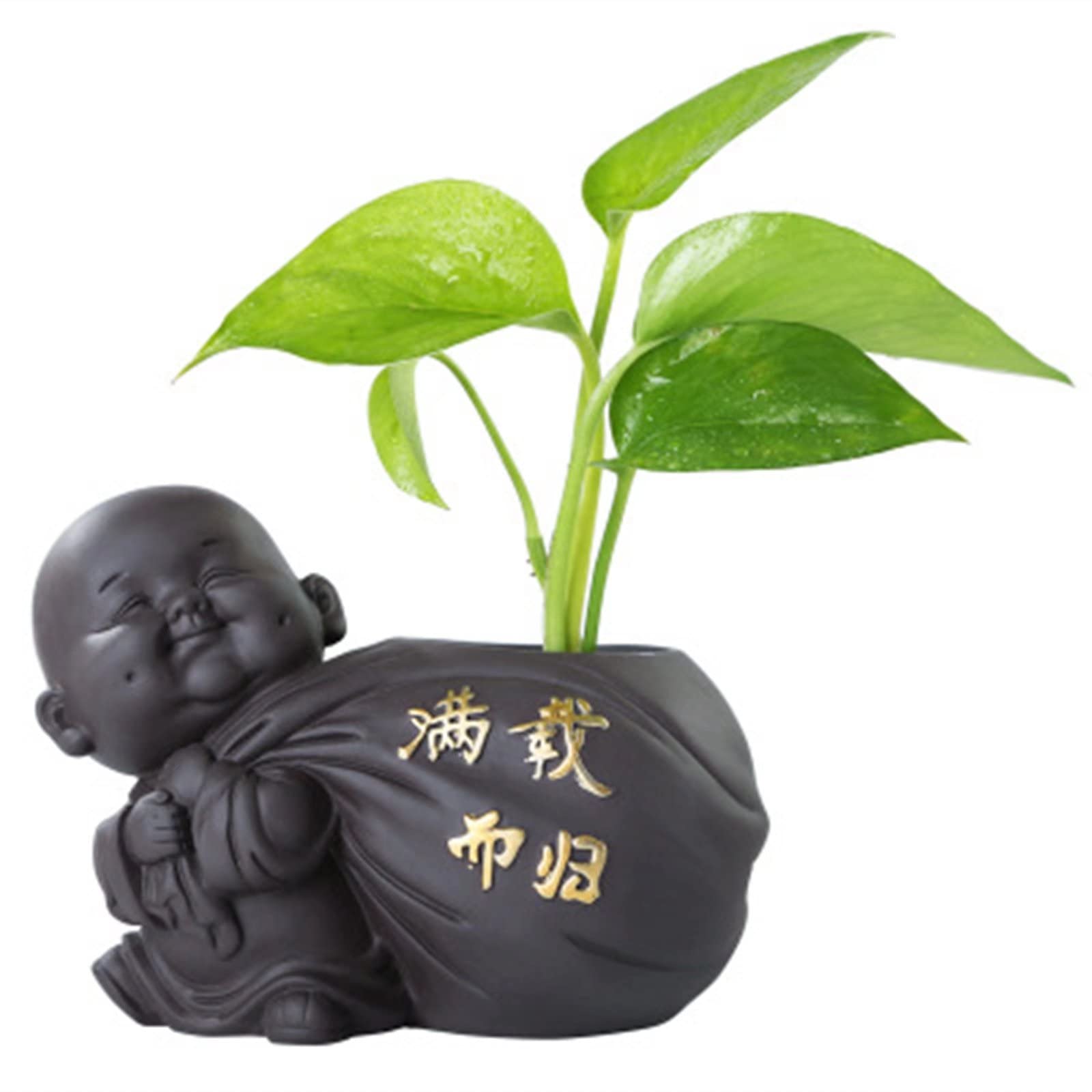 Handmade Creative Purple Clay Tea Pet - Cute Small Buddha Monk Figurine & Gourd Flower Pot Ornament for Tea Lovers | Perfect for Tea Ceremony, Zen Decor, and Unique Gift Giving