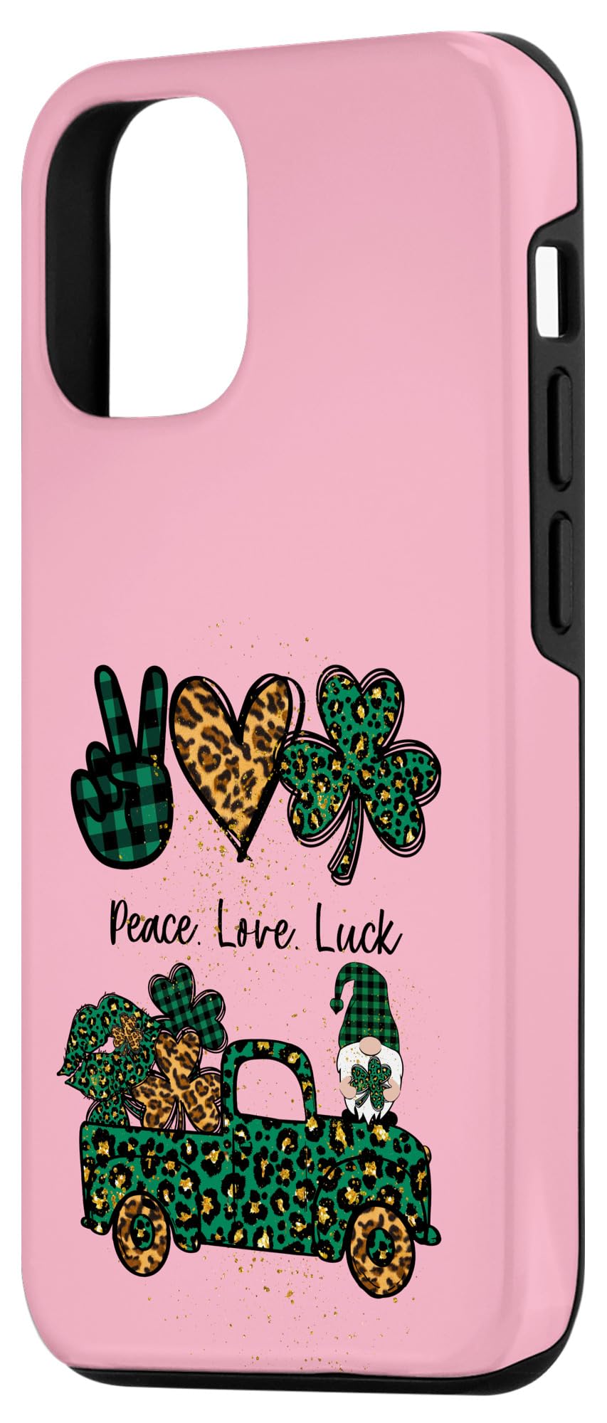 iPhone 12/12 Pro St. Patrick's Day Truck Case - Cute Gnome Design with Peace Love Luck Theme for Women | Perfect for Irish Festival, Party & Daily Use