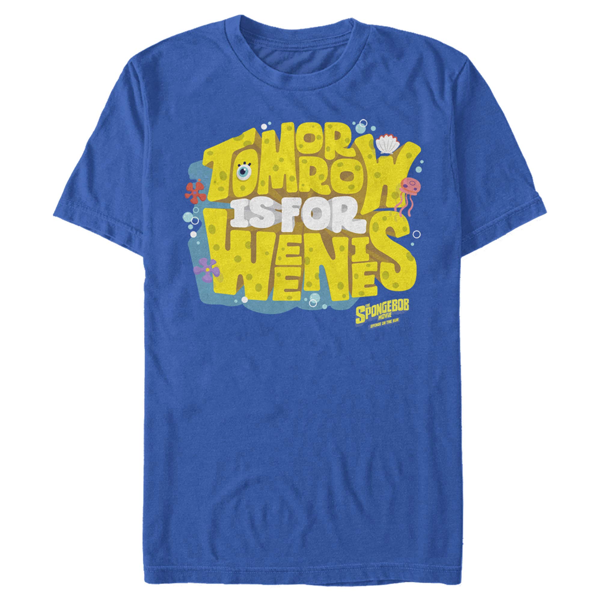 SpongeBob SquarePants 'Tomorrow is for Weenies' Graphic T-Shirt for Men | Soft Cotton Tee with Funny Cartoon Print | Perfect for Casual Wear, Cosplay, and SpongeBob Fans