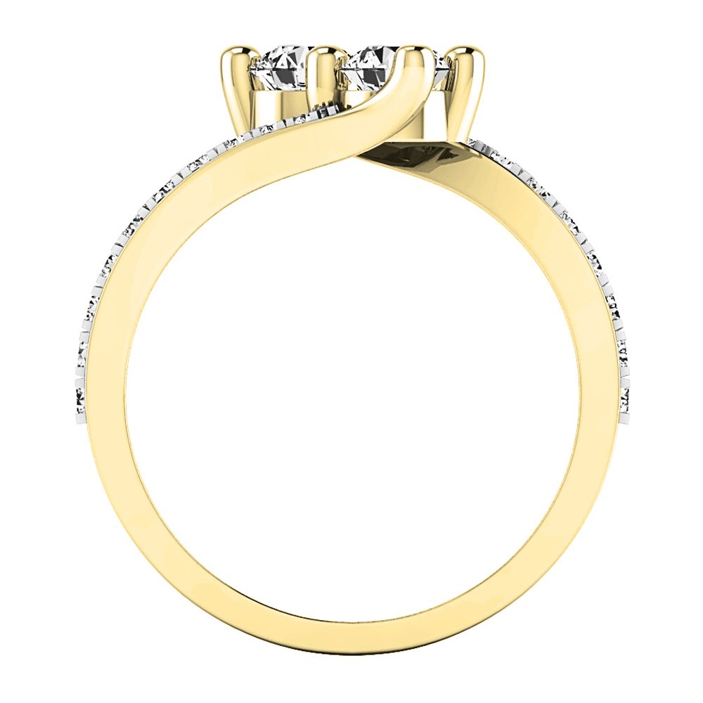10K Solid Gold Round White Cubic Zirconia CZ Women's Two Stone Engagement Ring - Dazzlingrock Collection | Elegant Promise Ring for Proposals, Anniversaries & Special Occasions