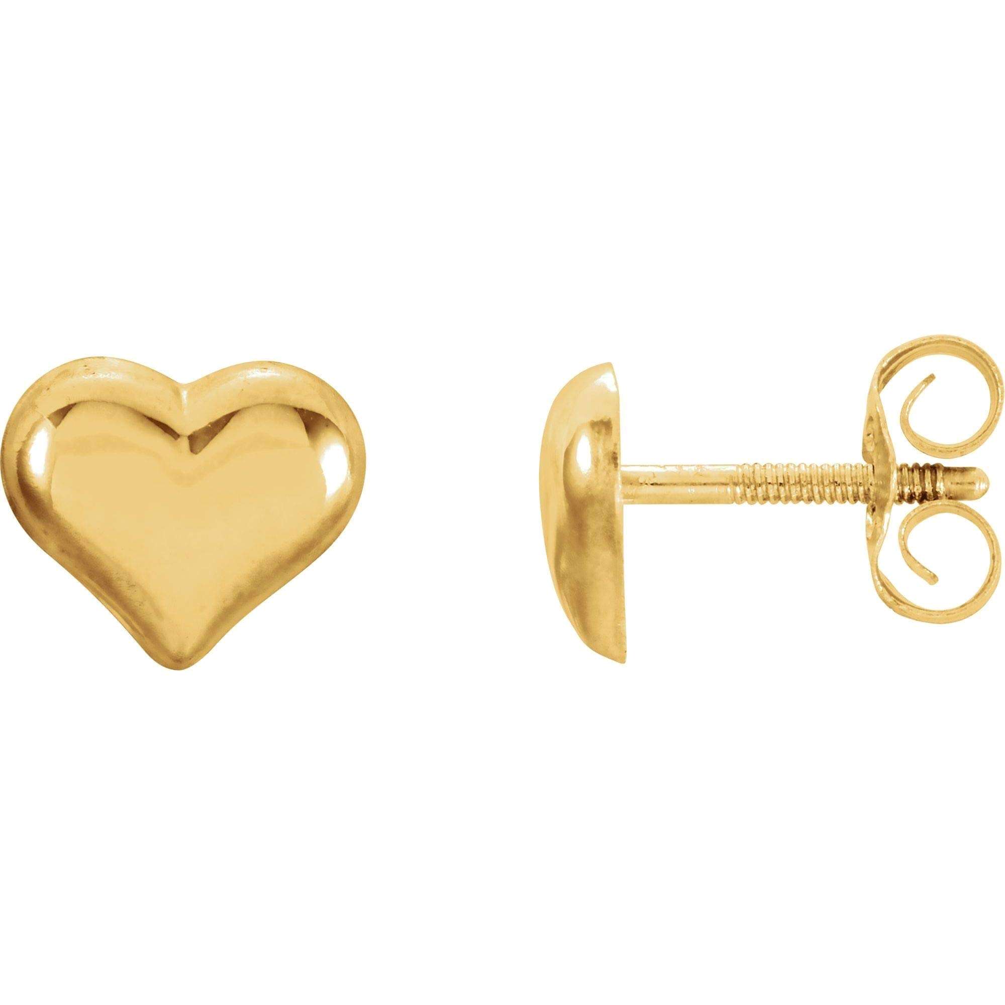 14Kt Yellow Gold Puffed Heart Earrings for Women - Dainty Valentine's Day Gift, Anniversary Jewelry - Perfect for Date Night, Wedding & Special Occasions