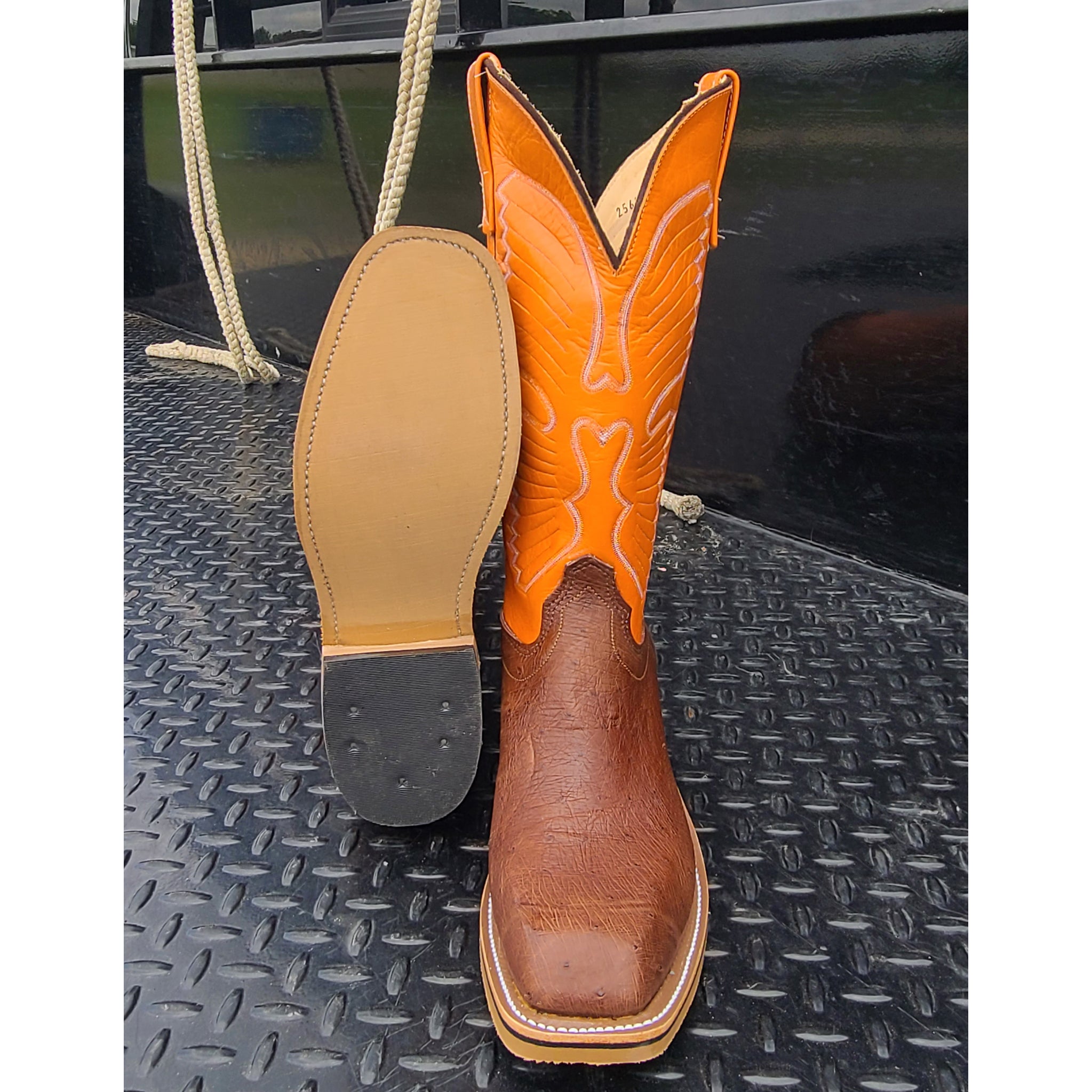 Anderson Bean Men's Olathe Smooth Ostrich Cowboy Boots - Genuine Exotic Leather Western Boots for Men - Perfect for Rodeo, Country Dancing & Casual Wear