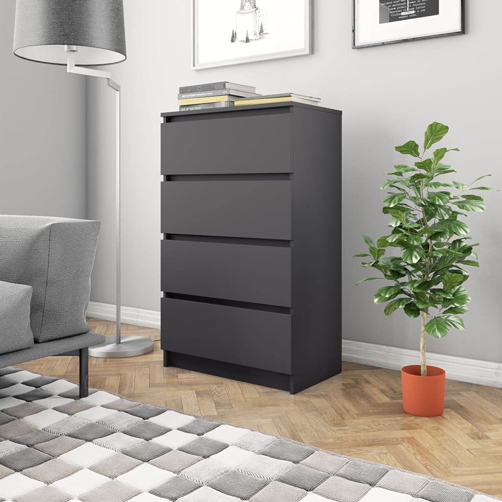 Gray Wooden Sideboard Buffet Cabinet with 4 Drawers - Kitchen Storage & Serving Cabinet, Dining Room Console Table - Perfect for Home Organization & Entertaining Guests