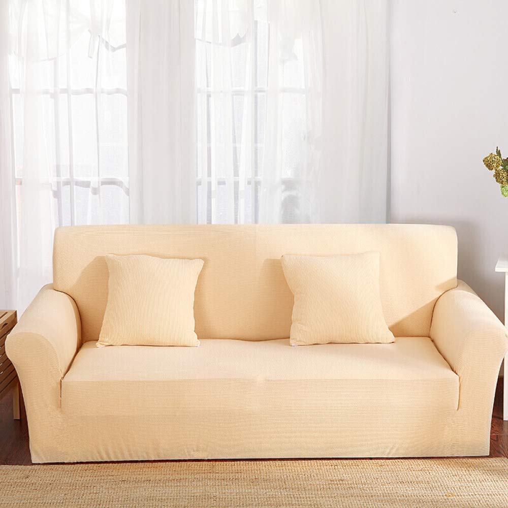 Universal Stretch Sofa Cover Slipcover - Thick Non-Slip Jacquard Polyester Armchair & Loveseat Cover (145-185cm, Yellow) | Soft, Comfortable & Anti-Dust | Perfect for 2-Seater Couches, Home Decor & Living Room Protection