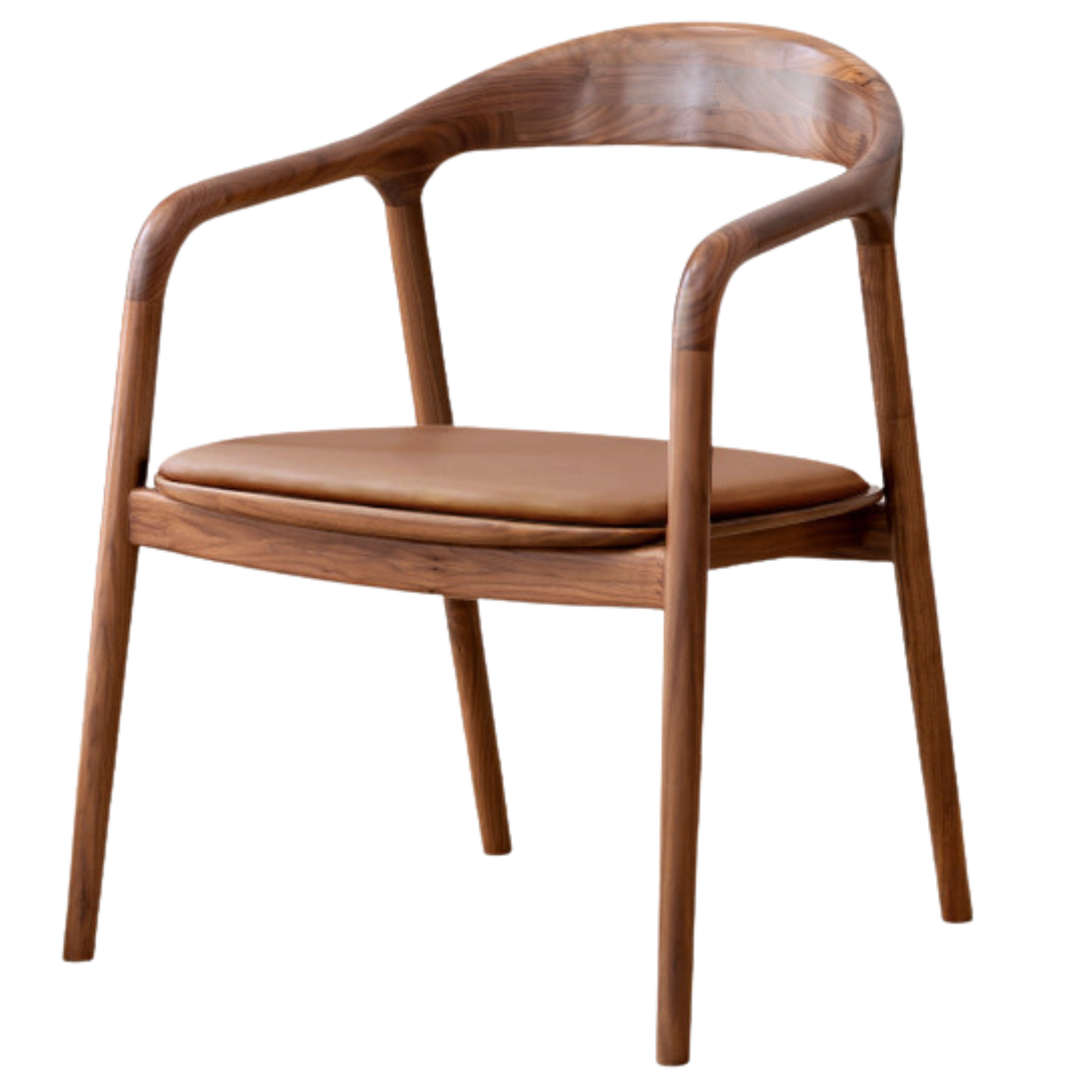 Premium Black Walnut & Ash Solid Wood Dining Chair with Genuine Cowhide Upholstery and Horn Accents - Elegant Farmhouse Style Seating for Dining Room, Kitchen, or Office