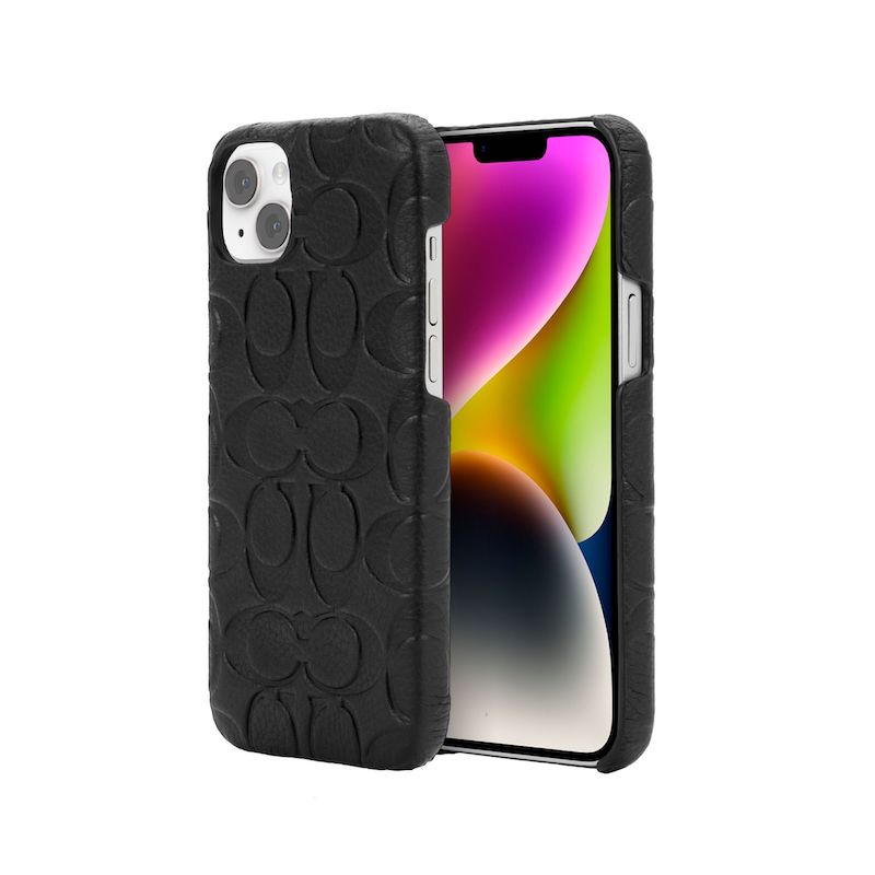 Premium Slim Leather Case with Embossed Design for iPhone 14 Plus - Black | Perfect for Business & Everyday Protection