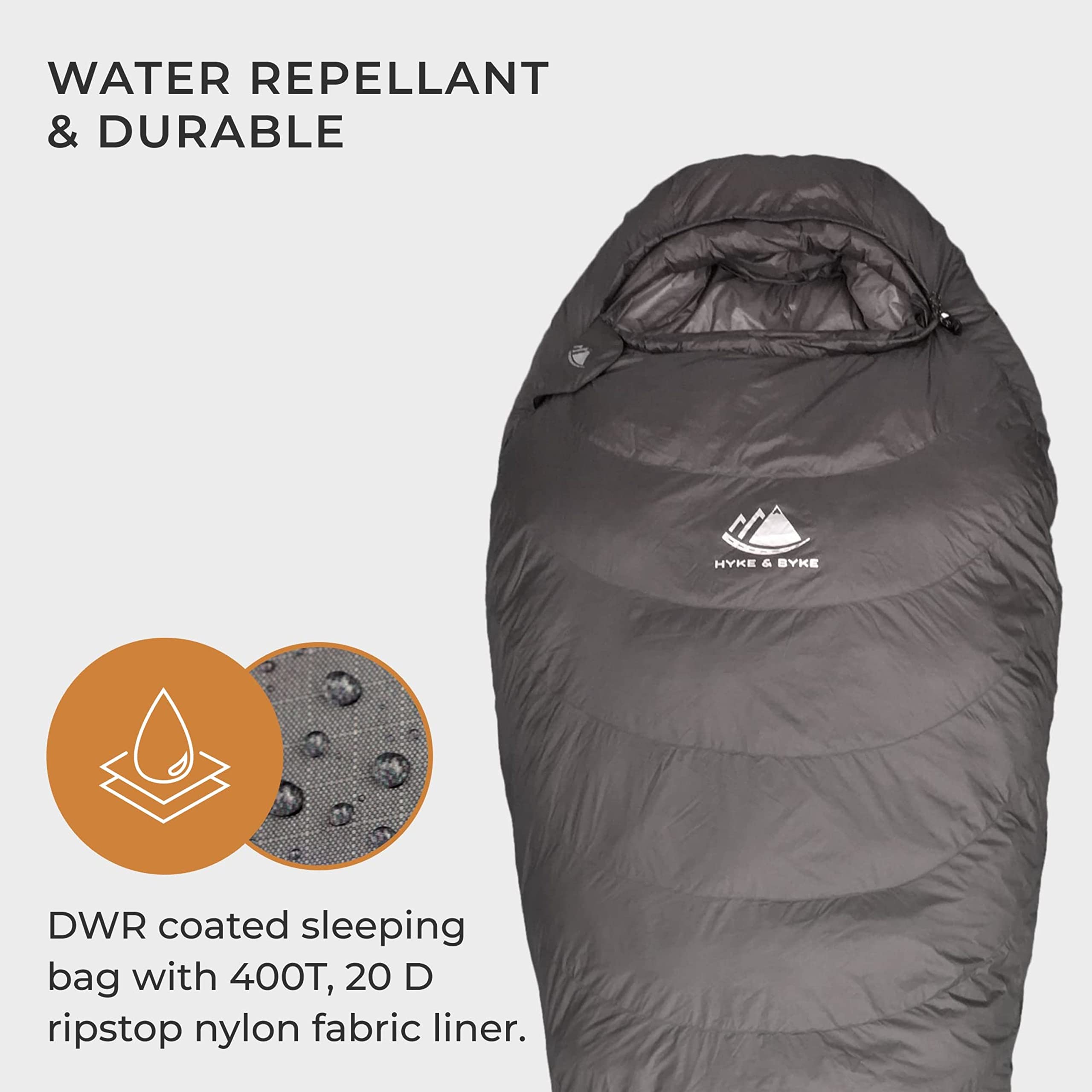 Hyke & Byke Katahdin 0°F Synthetic 625 FP Mummy Sleeping Bag - Ultralight 4 Season Hiking & Backpacking Sleeping Bag for Adults - Includes Compression Stuff Sack - Perfect for Winter Camping, Mountaineering & Outdoor Adventures