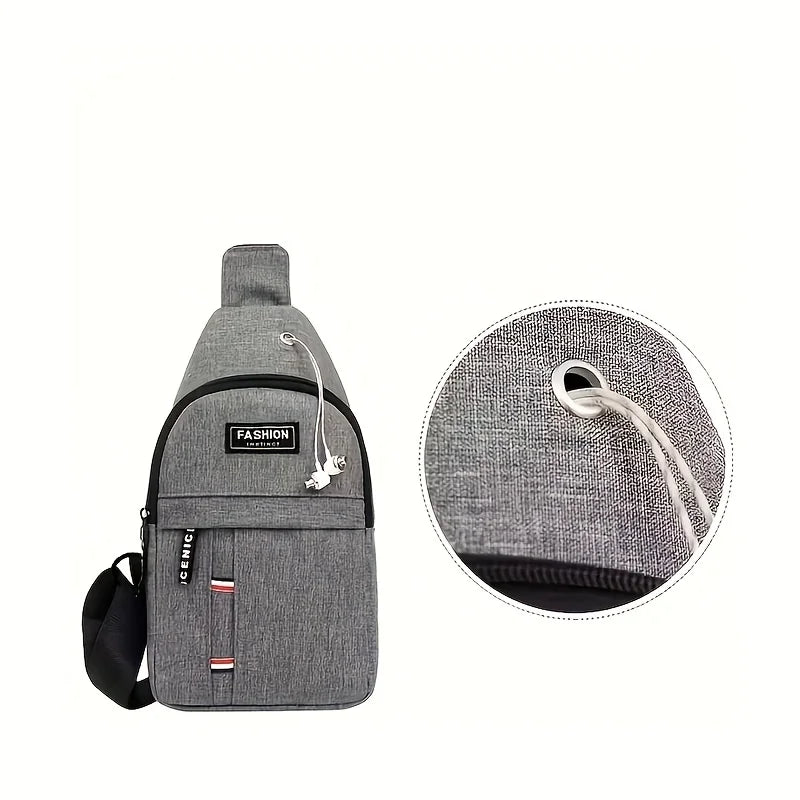 Men's Small Canvas Crossbody Chest Bag - Lightweight Multifunctional Sling Bag for Outdoor Sports, Travel, Hiking & Camping - Perfect for Daily Use, Gym, Cycling and Urban Adventures