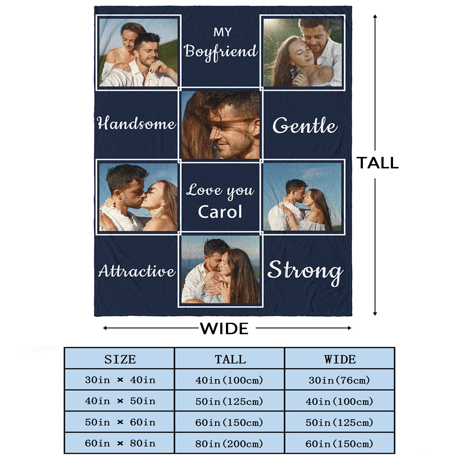 Personalized Couple Blankets - Custom Anniversary & Valentine's Day Gifts for Him, Boyfriend Birthday Present, Long Distance Relationship Gift Idea - Perfect for Romantic Nights & Cozy Home Decor