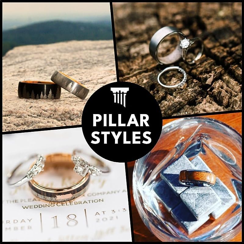 18K Rose Gold Tungsten Meteorite Wedding Ring for Men - 8mm Space Rock Arrow Inlay Wood Band - Unique Anniversary & Engagement Gifts for Him - Perfect for Outdoor Adventures & Romantic Proposals
