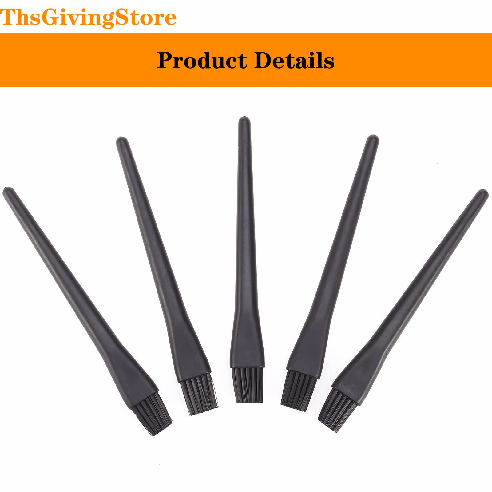 5PCS Keyboard Cleaning Brush Kit with Round Handle - Small Portable Cleaning Brushes for Computer, Laptop, Electronics & Camera (Black) - Perfect for Office, Home & Travel Use