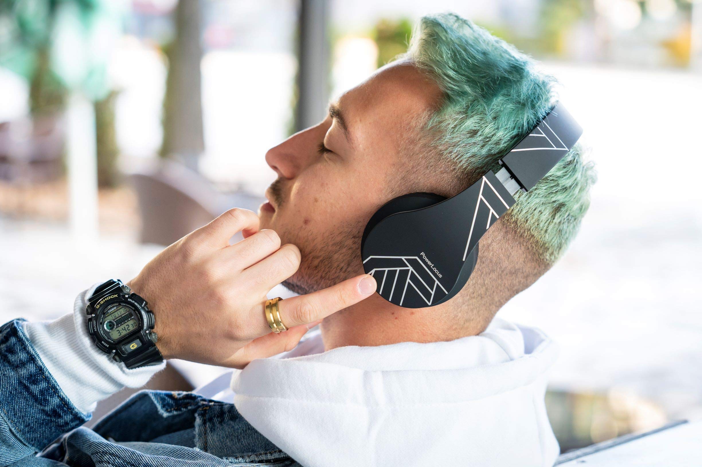 PowerLocus Rose Gold Wireless Bluetooth Headphones - Noise Cancelling Over-Ear Headset with Mic for iPhone, Android, PC - Perfect for Gym, Travel & Work