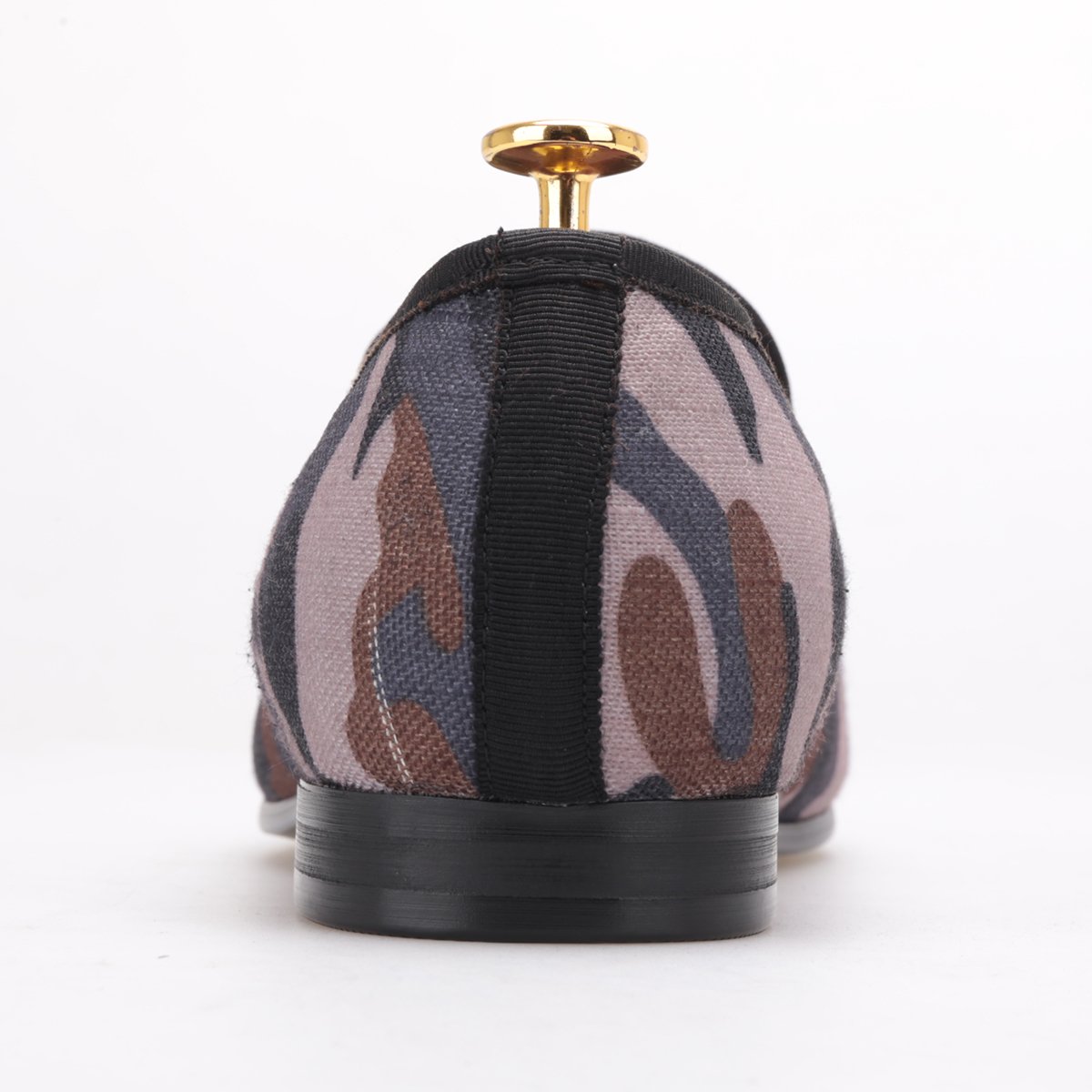 HI&HANN British Style Classic Camouflage Men's Smoking Slippers - Handmade Mix Color Canvas Loafers for Casual & Prom | Comfortable Flat Shoes for Home, Office & Special Occasions