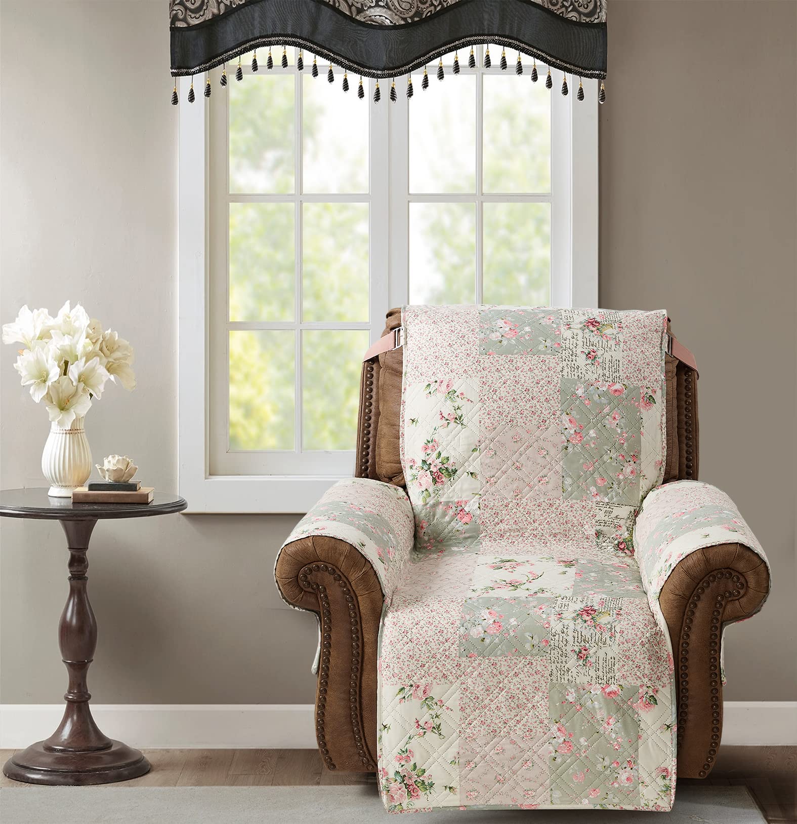 Rose and Sage Patchwork Quilted Recliner Slipcover - 26