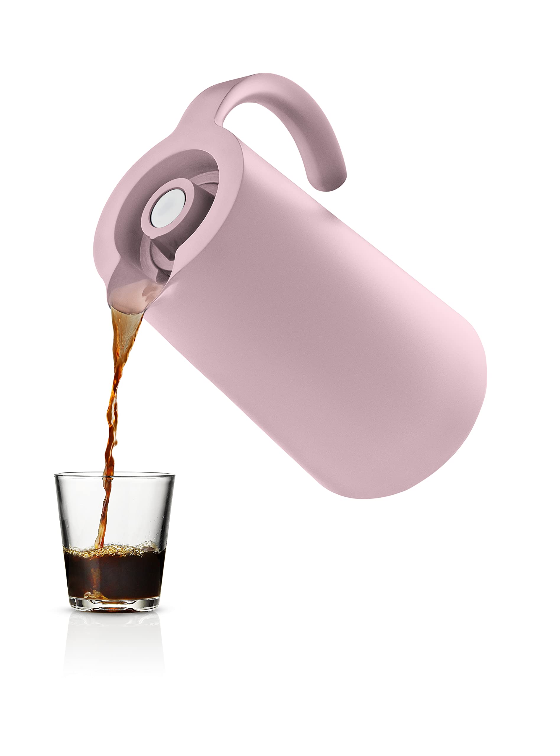Eva Solo Rise Vacuum Jug 1 Liter Rose Quartz - Insulated Glass Carafe with Plastic Lid for Coffee, Tea & Cold Beverages | Perfect for Home, Office & Outdoor Use