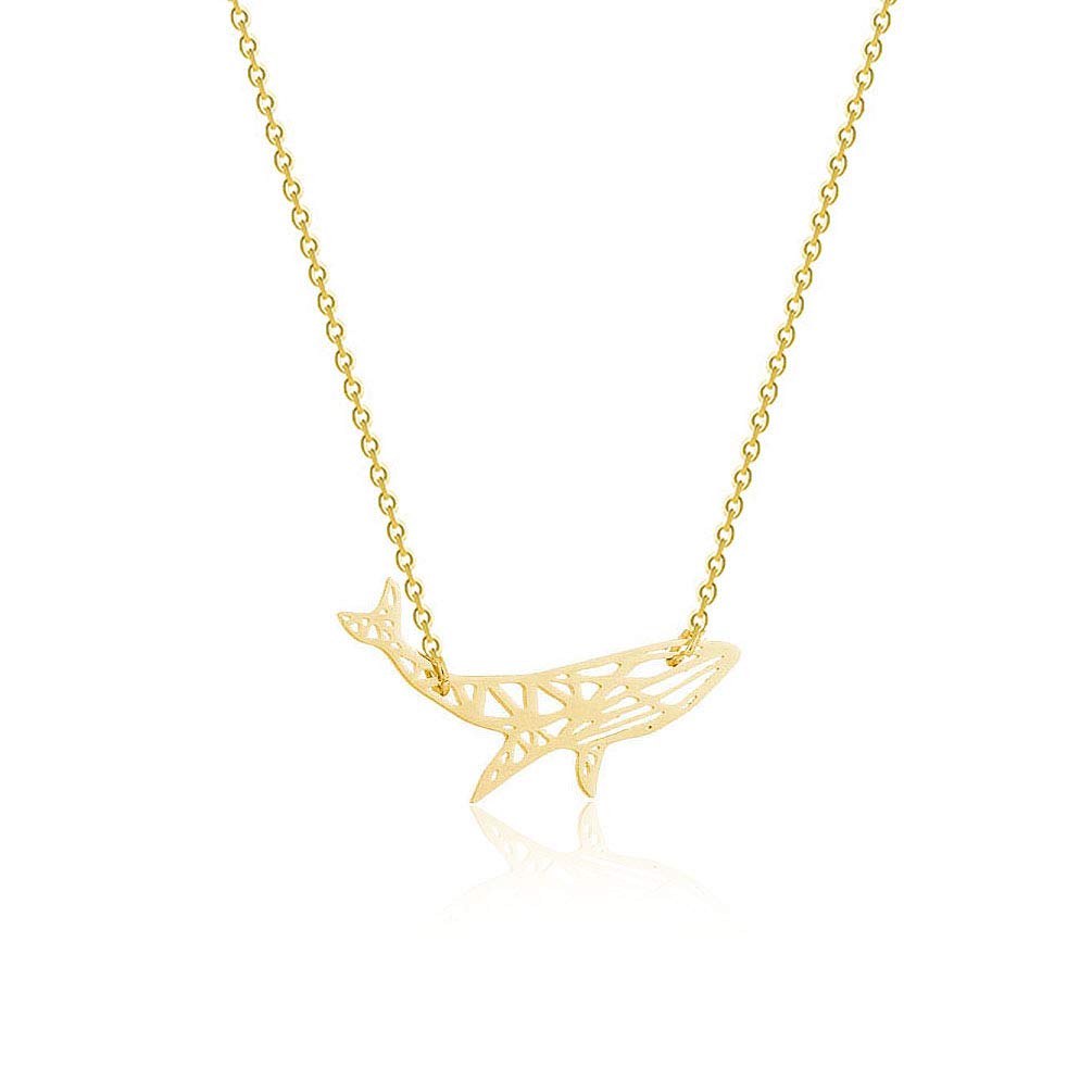 YOOE Minimalist Whale Pendant Necklace - Hollow Origami Ocean Animal Jewelry for Women & Girls | Perfect Birthday Gift, Beach Vacation Accessory, Everyday Layering Necklace