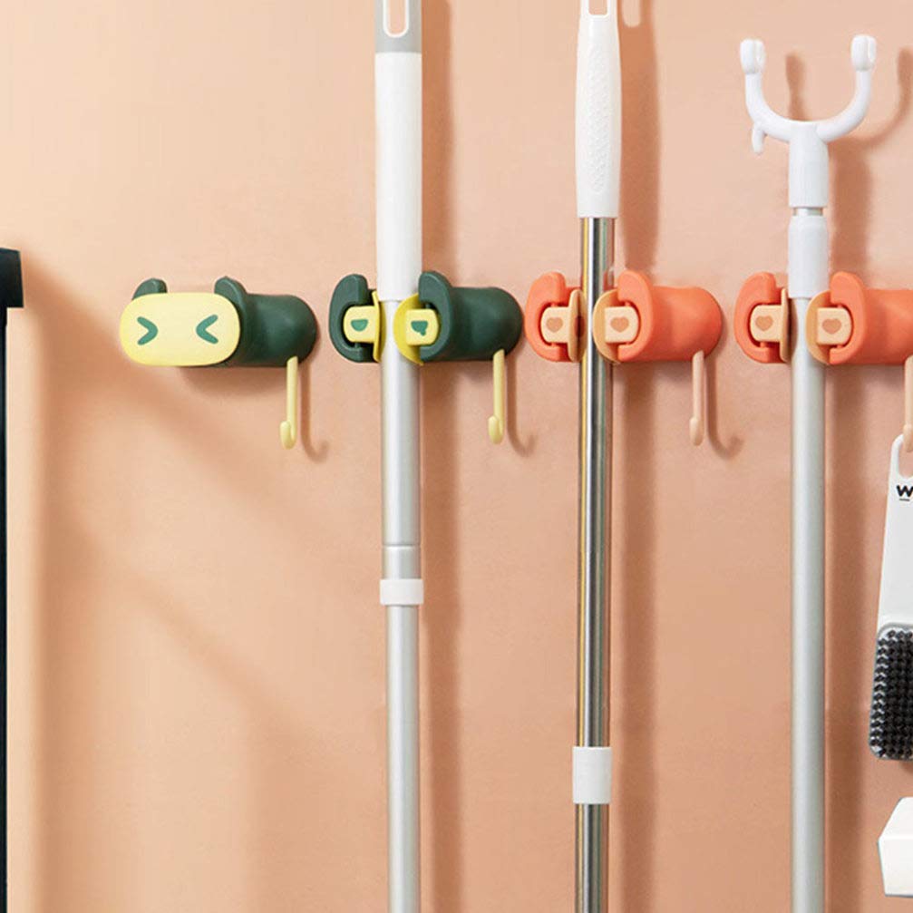 Wall Mounted Mop Holder & Broom Organizer - Heavy Duty Bathroom Mop Hook with Adjustable Clip for Mops, Brooms, and Cleaning Tools - Perfect for Kitchen, Garage, and Utility Room Storage