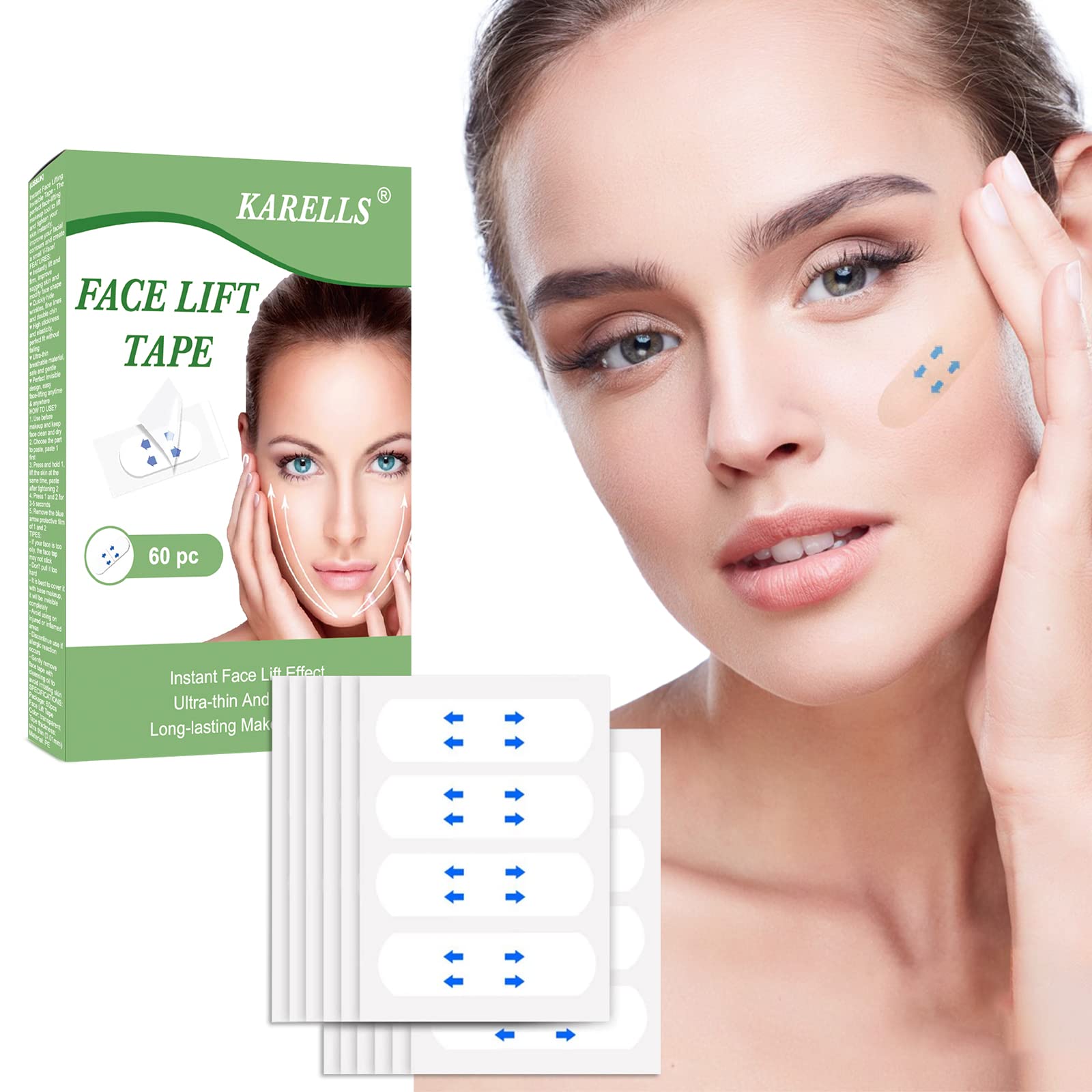 **Face Lifting Tape – 60PCS Instant V-Line Face Lift & Neck Firming Patch – Invisible Anti-Aging Tape for Tightening Skin, Double Chin & Eye Lift – Perfect for Daily Use, Special Events & Skincare Routine**