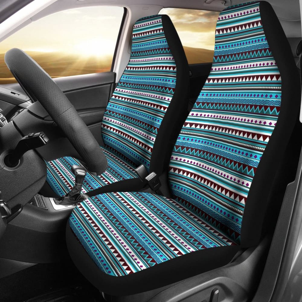 Premium Blue Aztec Pattern Car Seat Covers - Universal Fit for Cars, Trucks & SUVs - Stylish Protection for Road Trips & Daily Commutes