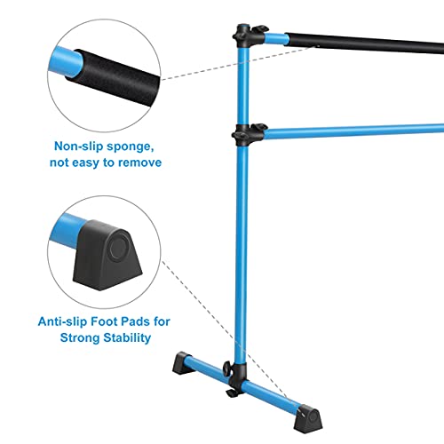4FT Adjustable Freestanding Ballet Barre Portable Double - Heavy Duty Dance Barre for Home, Studio, Gym & Fitness Training - Perfect for Ballet, Stretching, Dance Practice & Workouts