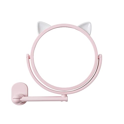 Rotating Vanity Mirror with Anti-Fog - Pink Self Makeup Mirror for Dressing Table & Bathroom, 360° Adjustable Cosmetic Mirror for Shaving & Makeup Application