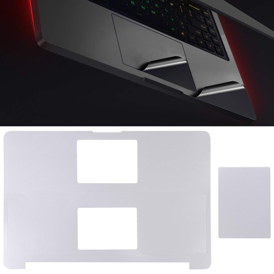 DESHENG MacBook Pro 15 Retina A1398 Screen Protector - Anti-Scratch Full Coverage Palm Rest & Trackpad Sticker with Smartphone Holder (Silver) - Perfect for Office Work, Coffee Shop Use & Travel Protection