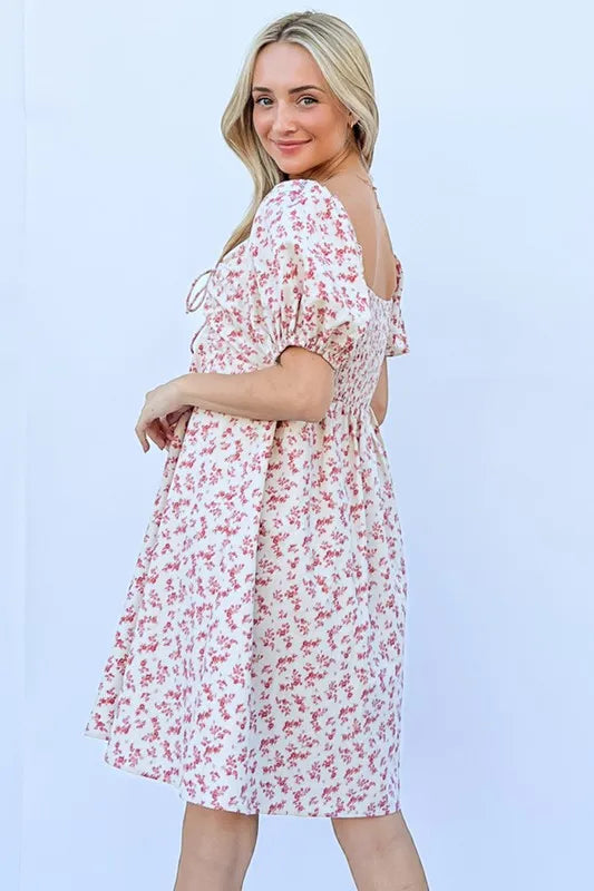 Sexy Lace Up Front Puff Sleeve Babydoll Dress for Women - Flirty Party Outfit, Date Night & Special Occasion Wear