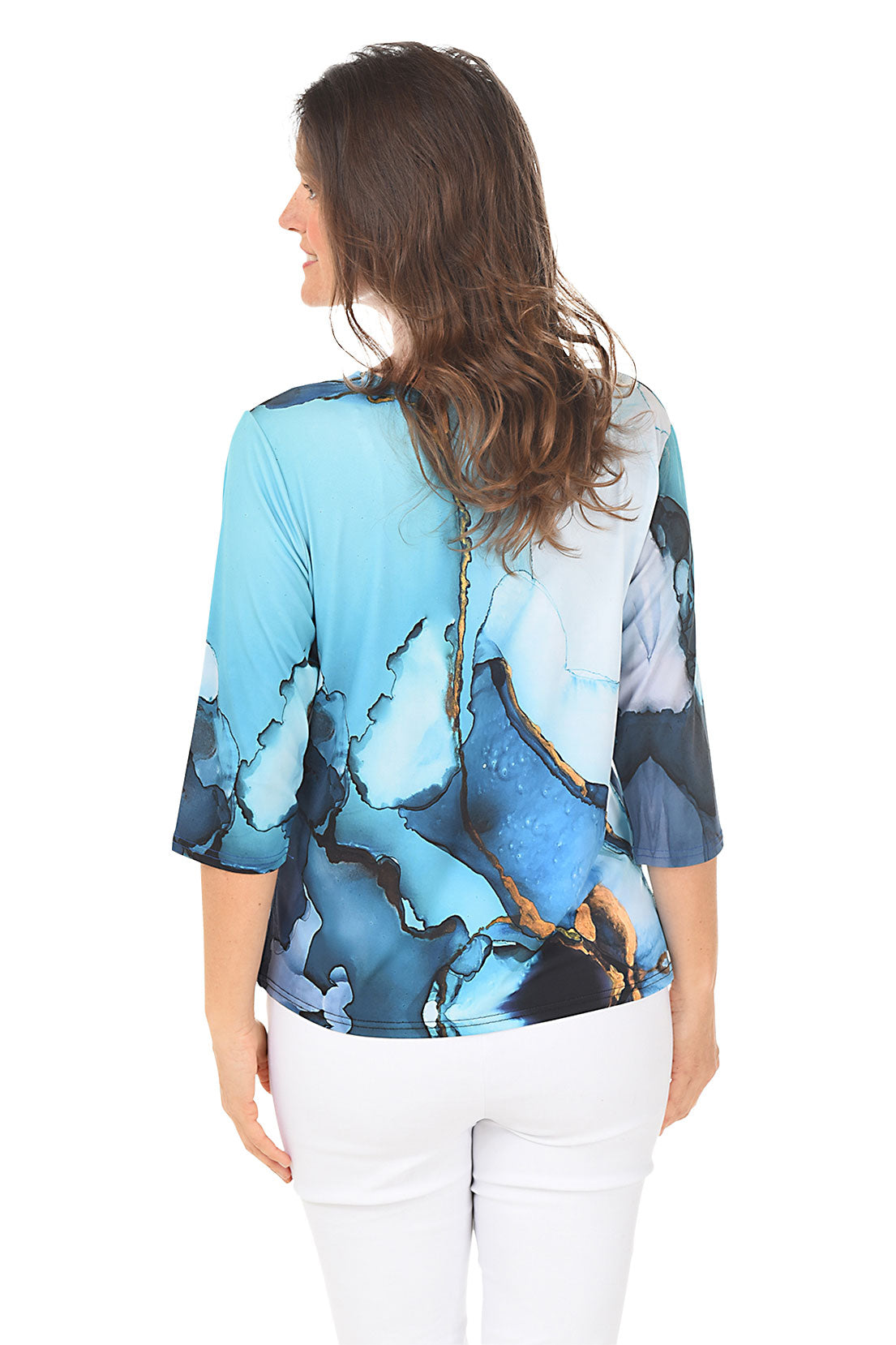 Blue Marble Knit Top for Women | Soft & Stylish Casual Sweater | Perfect for Fall & Winter Outfits, Office Wear & Weekend Relaxation