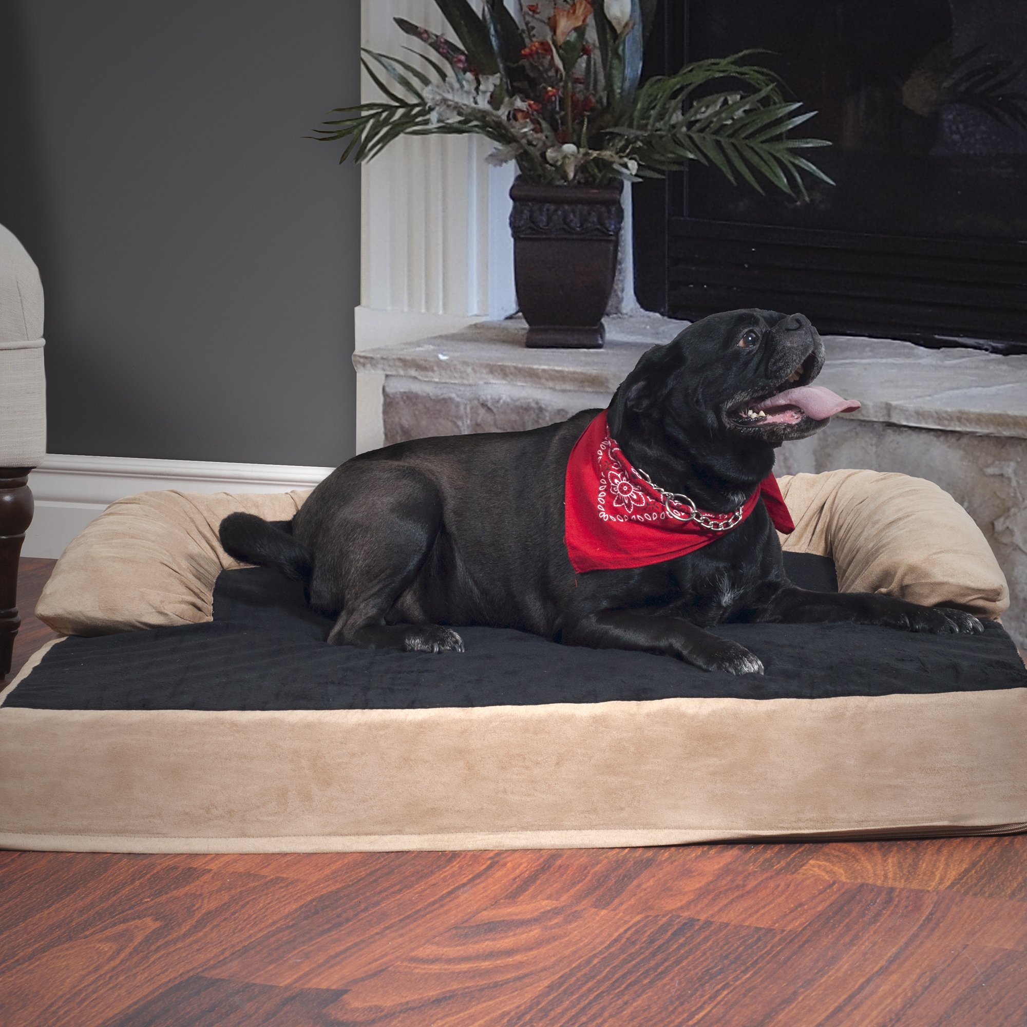 Orthopedic Memory Foam Dog Bed with Removable Bolster - Large Size for Medium to Large Dogs - Perfect for Bedroom, Living Room & Kennel Comfort
