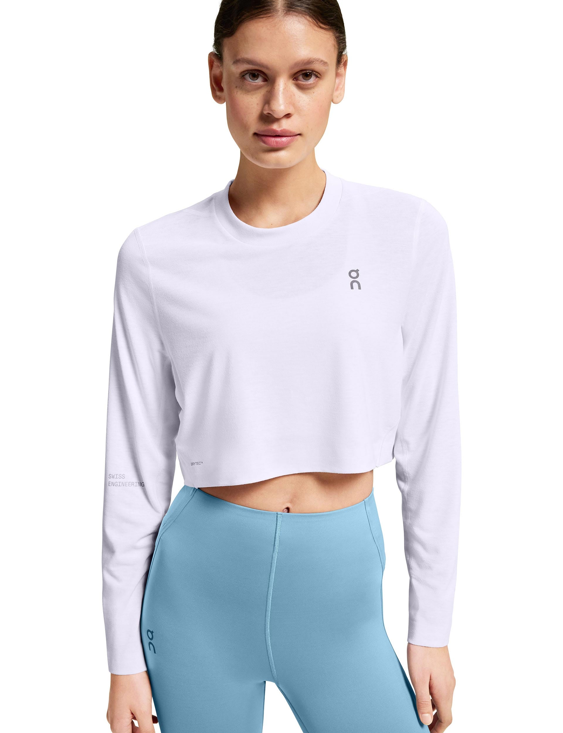 Active Long T Crop Graph White - Stylish Workout Top for Women | Perfect for Yoga, Running & Gym Sessions