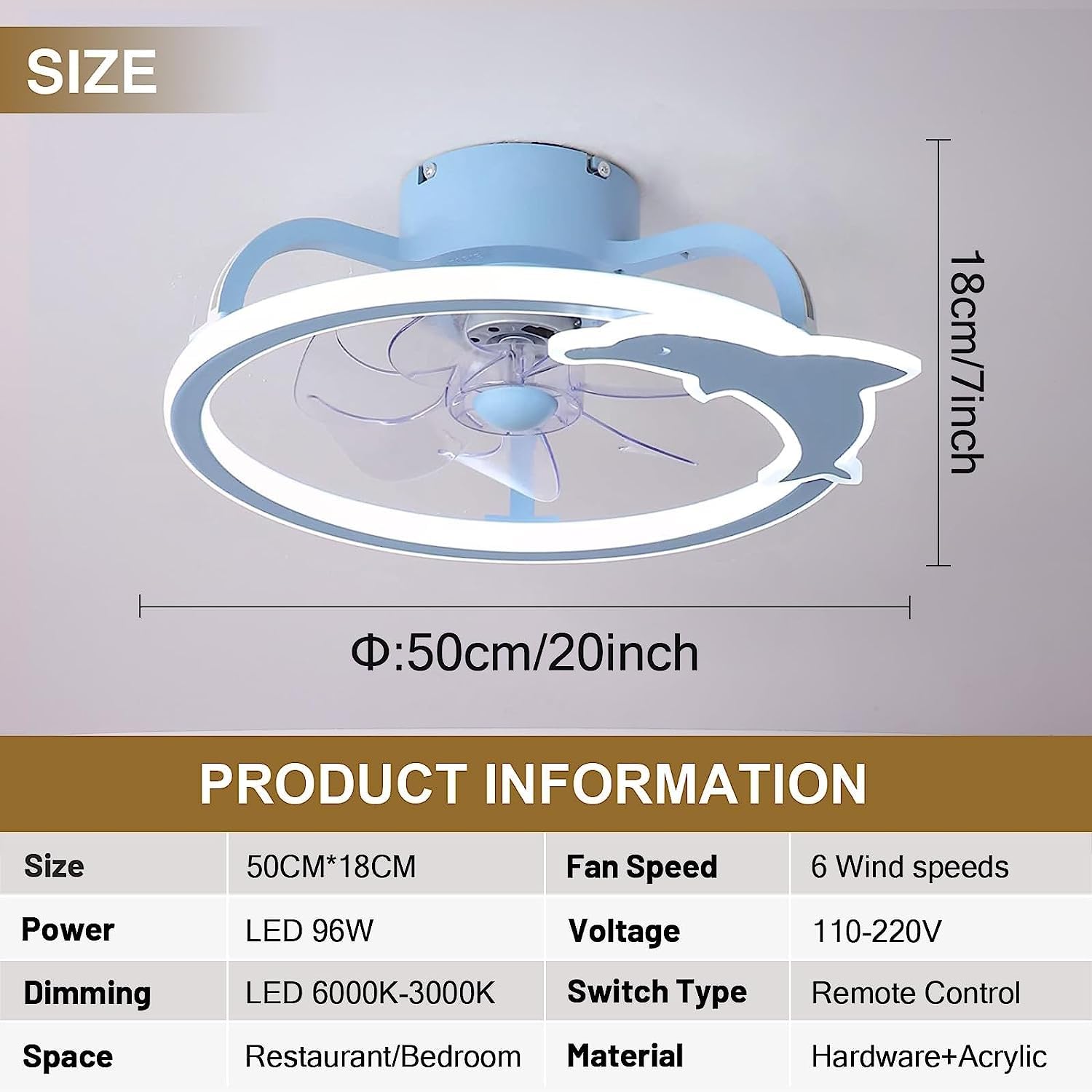 Modern Pink Ceiling Fan with Light - 6 Speed Reversible LED Dimmable Ceiling Fan with Remote Control & Timer - Ultra Quiet for Bedroom, Nursery, Kindergarten, Living Room & Office