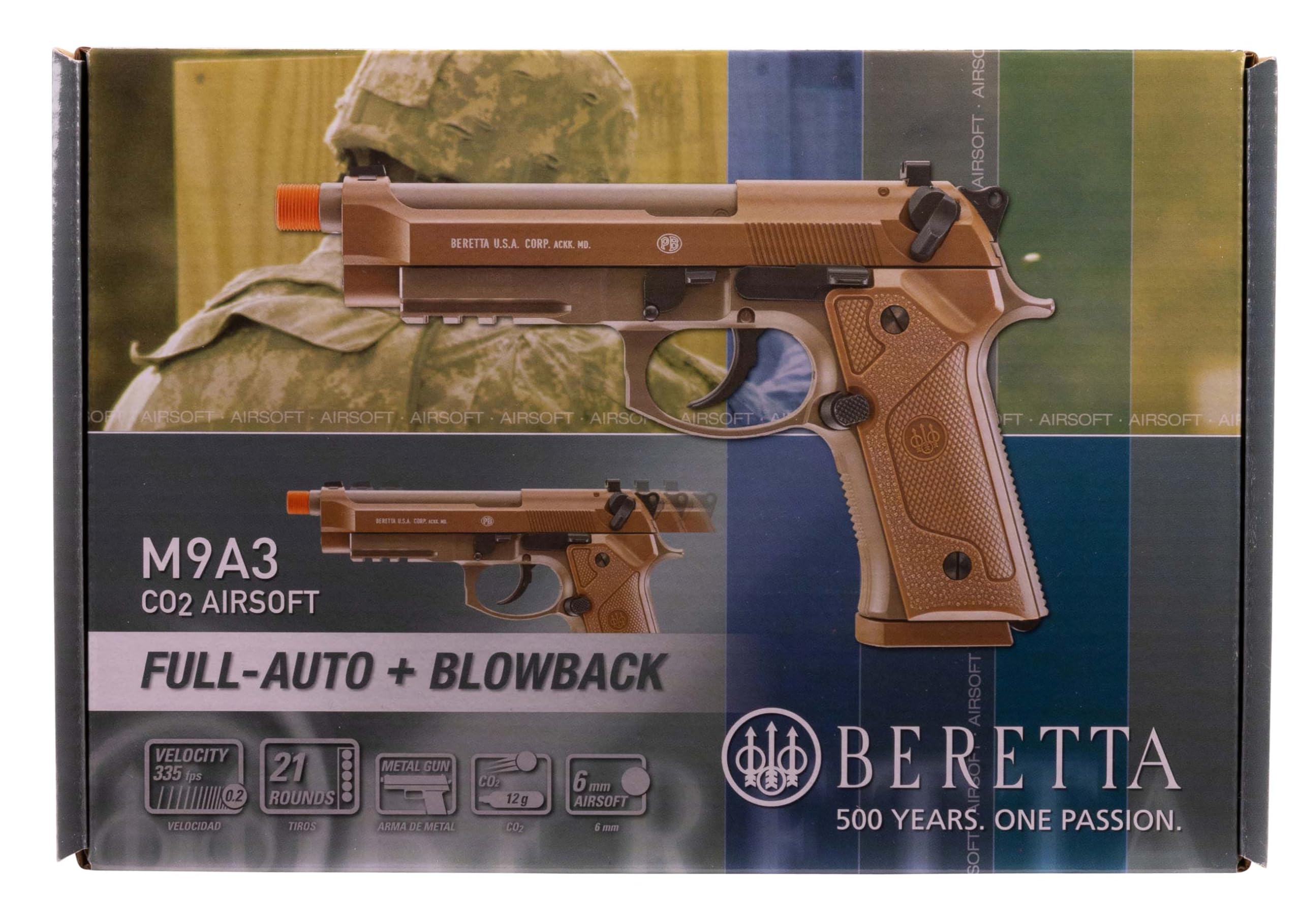 Umarex Beretta M9A3 Blowback Full Auto 6mm BB Airsoft Pistol - Realistic CO2 Powered Air Gun for Target Shooting & Training