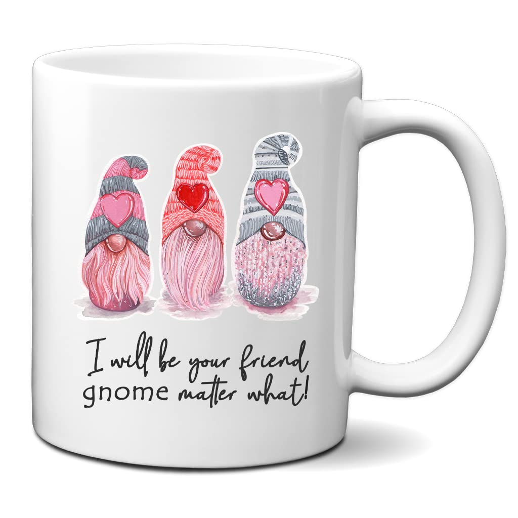 Friendship Gnome Love Mug for Women - Perfect Gift for Girlfriend, Coffee Lover, BFF & Best Friend - Valentine's Day Present for Home, Office & Cozy Moments