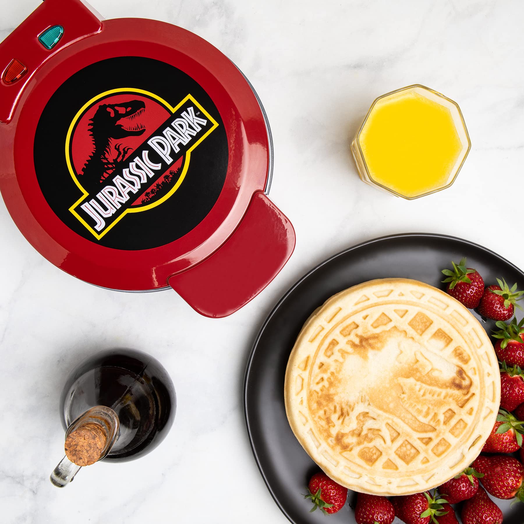 Jurassic Park Waffle Maker - Dinosaur Themed Waffle Iron with T-Rex Design - Perfect for Breakfast, Kids Parties & Jurassic Park Fans