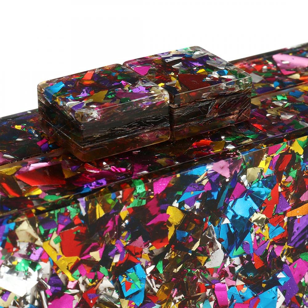 Elegant Acrylic Evening Clutch Purse for Women - Multicolor Cocktail Party Handbag, Prom Banquet Clutch | Perfect for Weddings, Galas & Formal Events