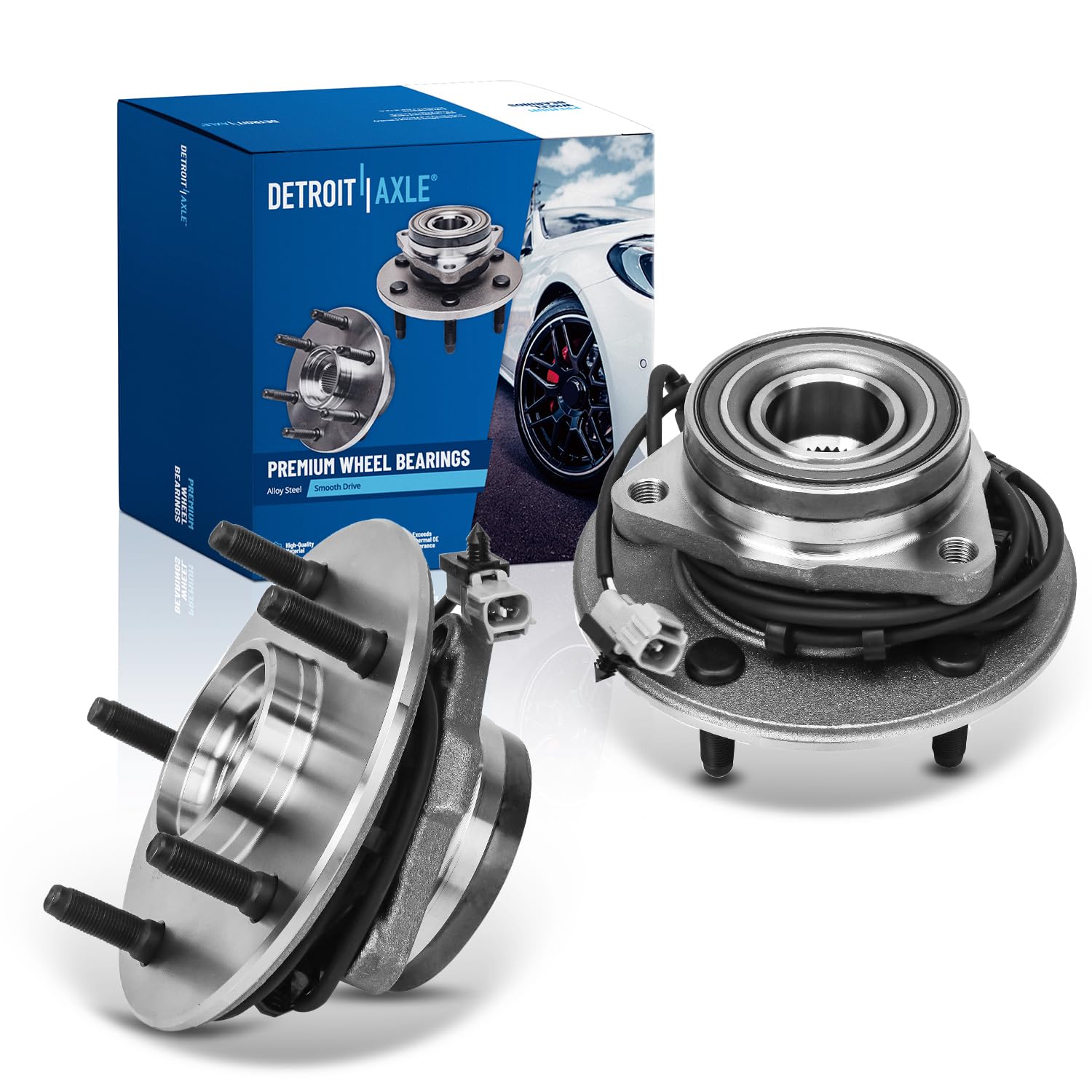 Detroit Axle - 4WD Front 2-Piece Wheel Bearing Hub Assembly Replacement for 2000-2001 Dodge Ram 1500 - Perfect for Off-Roading, Towing & Heavy-Duty Use